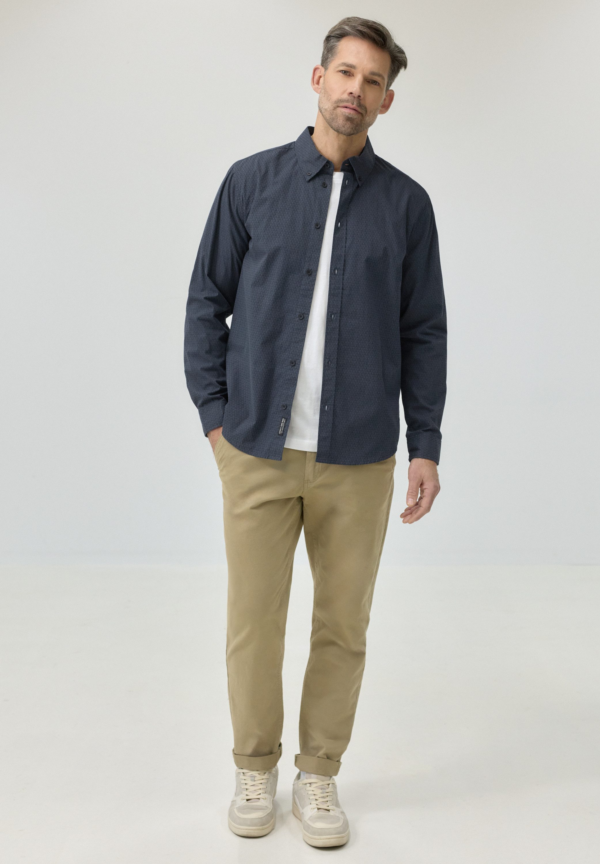 STREET ONE MEN Langarmhemd aus reiner Baumwolle