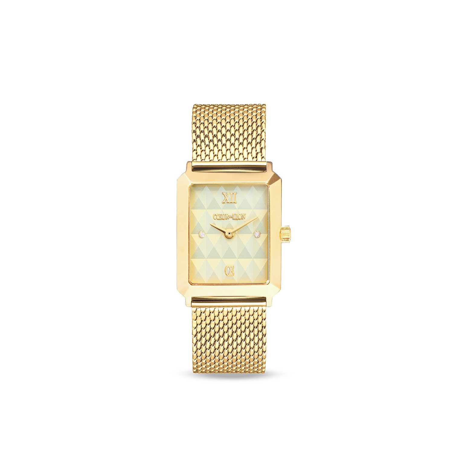 COEUR DE LION Quarzuhr Uhr Iconic Spikes gold Milanaise Edelstahl gold 7672/70-1616, Armbanduhr, Damenuhr, Edelstahlarmband, analog, Swarovski®-Kristall