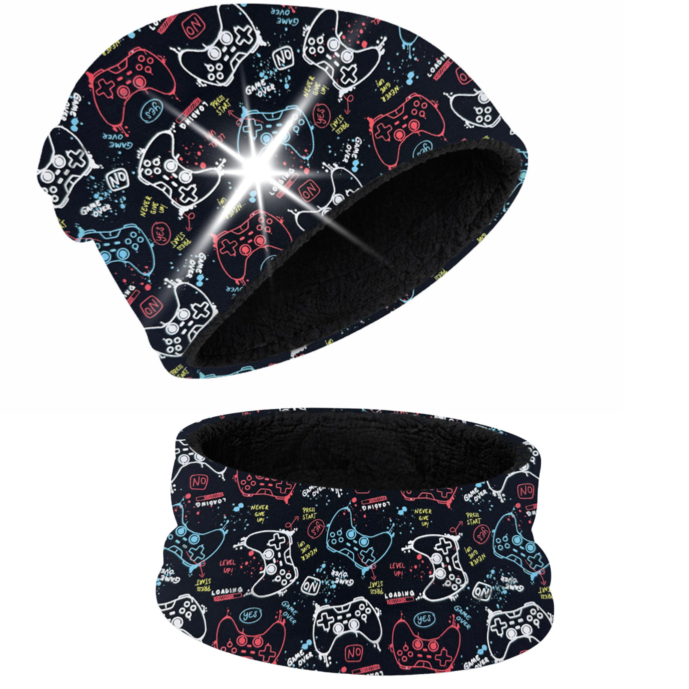 HECKBO Beanie 360° Reflektor Kinder Beanie Mütze & Loop Schal Set