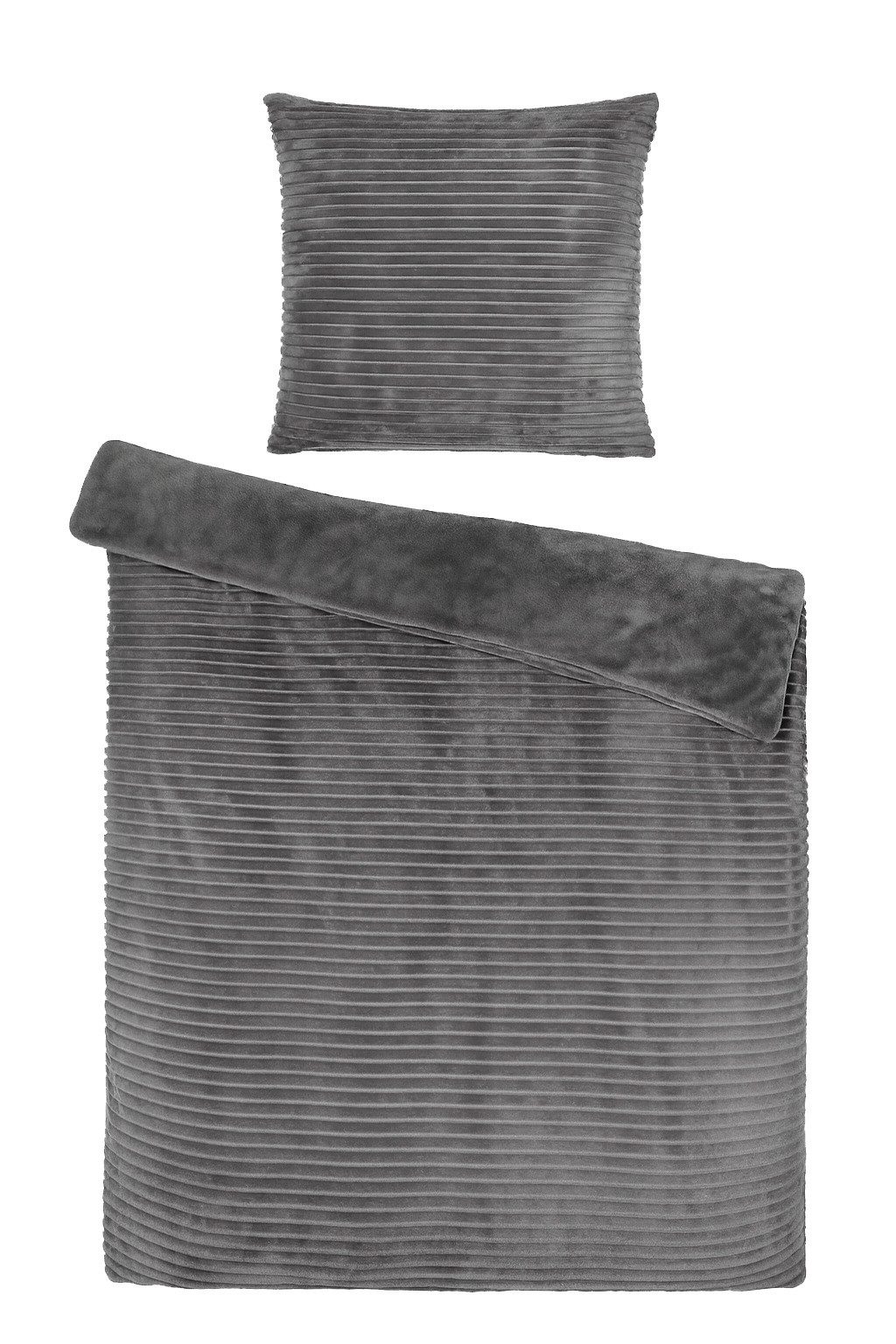 heimtexland Bettwäsche Cord Wende-Bettbezug Cashmere Touch Teddy Plüsch, Microfaser, 2 teilig, Winter I kuschelig weich und warm I Reißverschluss I 135x200
