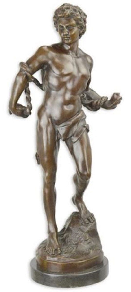 Casa Padrino Dekofigur Luxus Bronze Skulptur Sklave Bronzefarben / Schwarz 28,5 x 19,2 x H. 63,5 cm - Bronzefigur - Dekofigur - Deko Accessoires - Luxus Kollektion