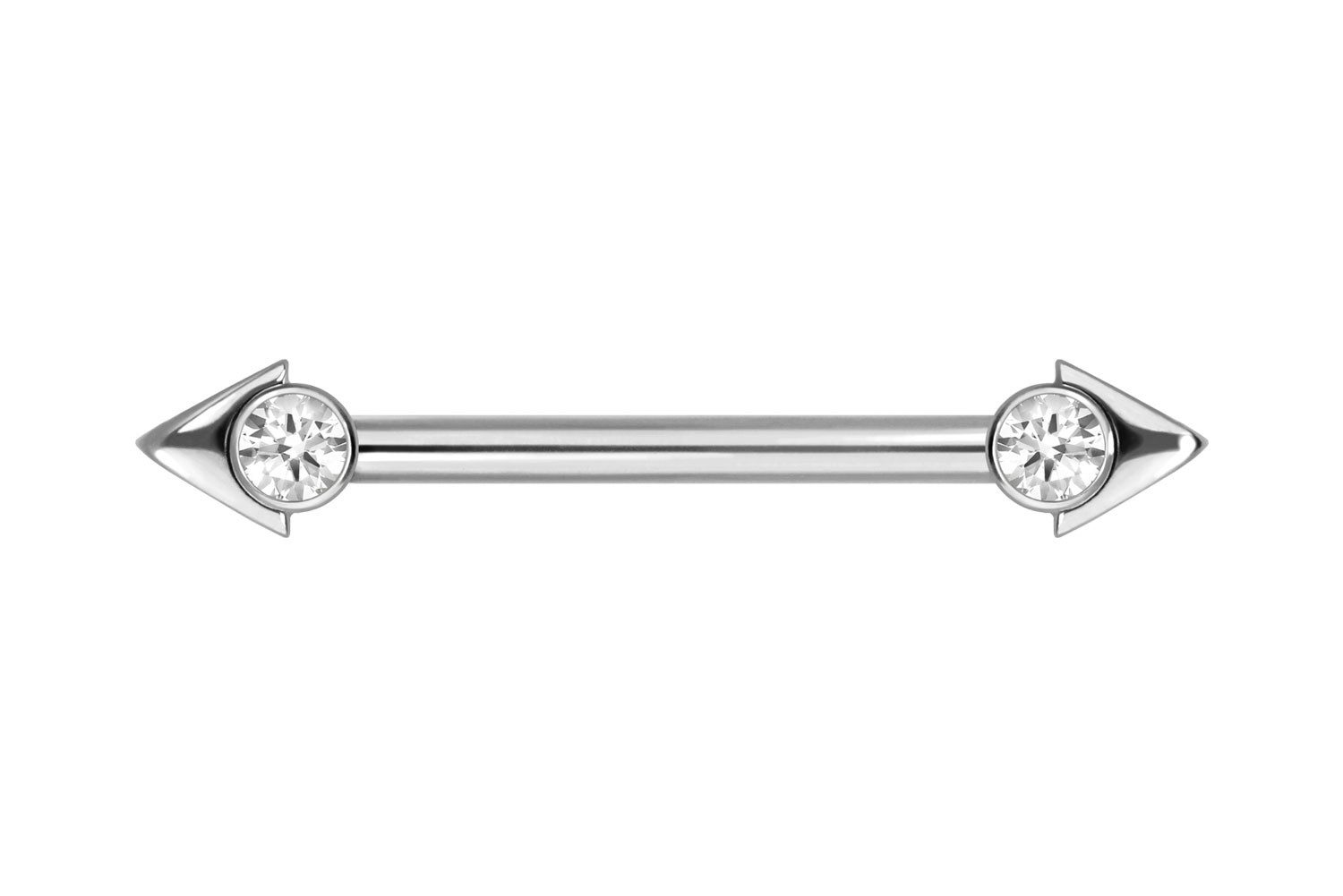 PIERCINGLINE Brustwarzenpiercing Titan Nippelpiercing mit Innengewinde PFEILSPITZE + KRISTALL (Barbells, 1-tlg), Brust-, Nippel-Piercing, Titan