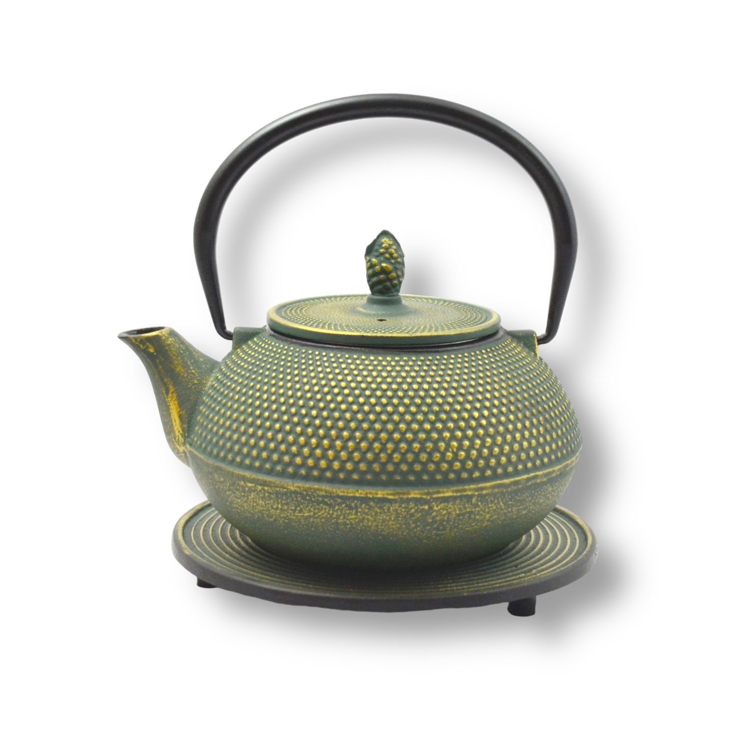 JA-UNENDLICH Teekanne Basic grün, 1.2 l, aus Gusseisen handgefertigt im Sandgussverfahren, innen emailliert