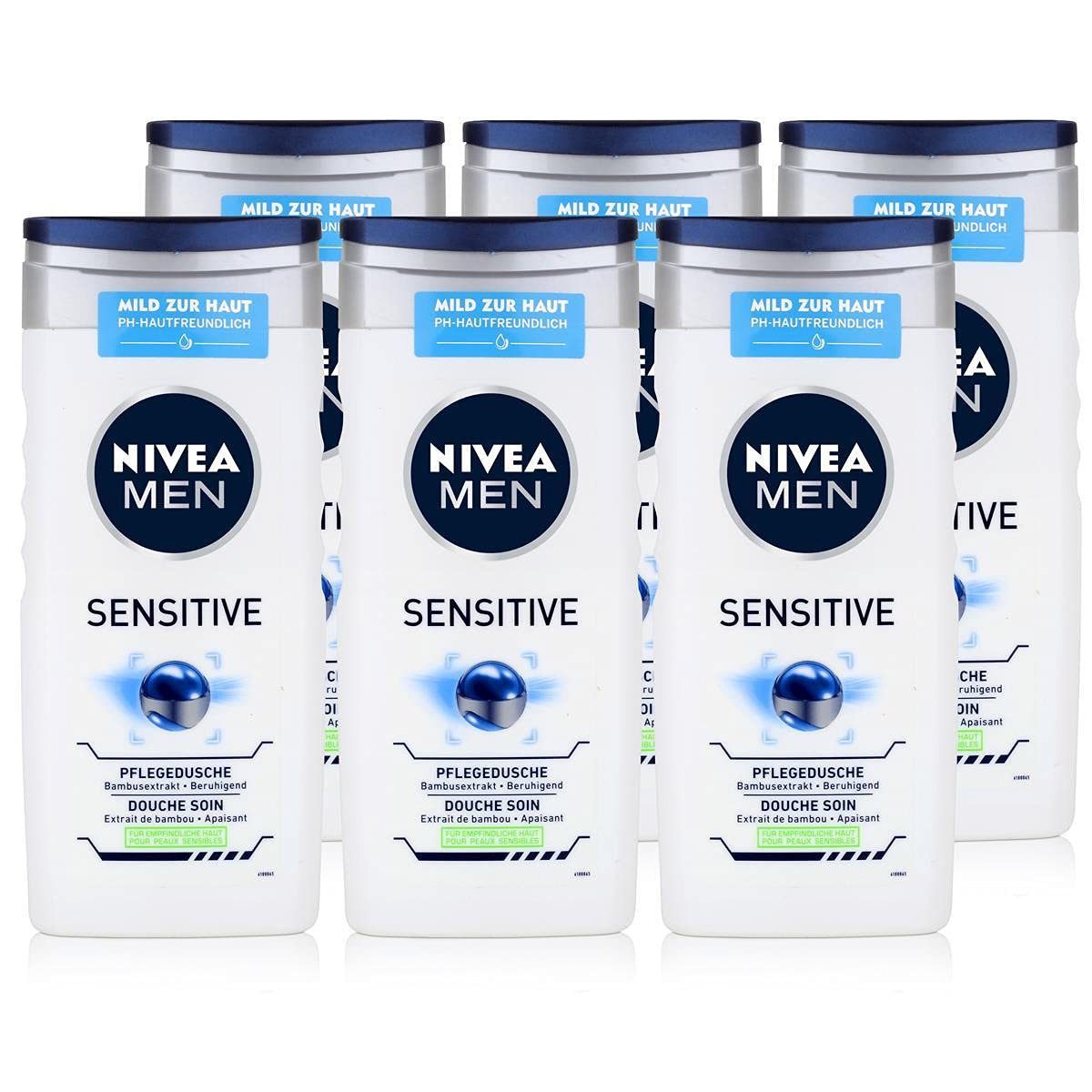 Duschgel 6x NIVEA MEN Duschgel 250ml Sensitive 3in1