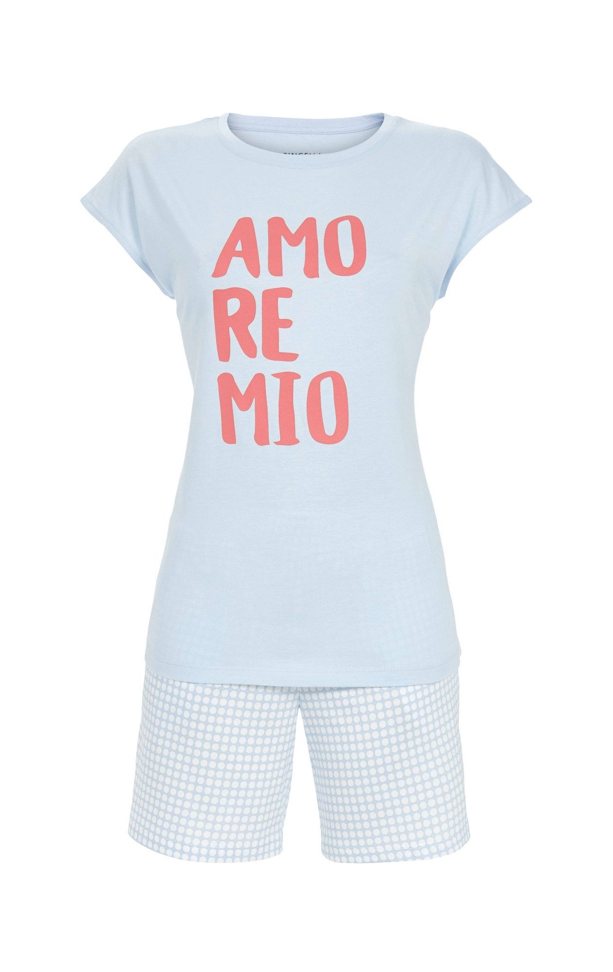 Ringella Shorty mit Letterprint und Hose mit Punktdessin und Seitentaschen (2 tlg) 50% Baumwolle 50% Modal