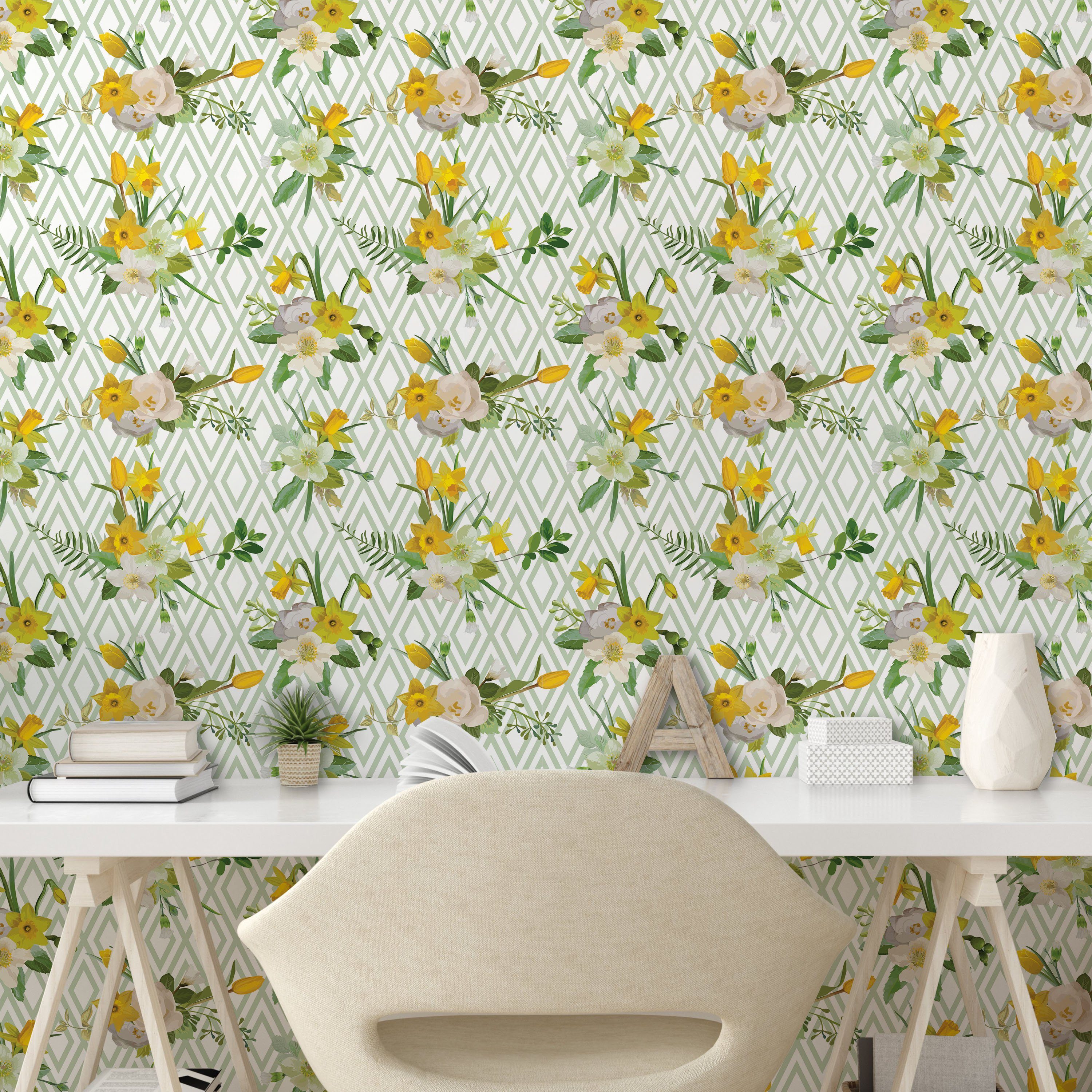Aquarell Vinyltapete Abakuhaus Blooming Blumennatur selbstklebendes Wohnzimmer Küchenakzent,