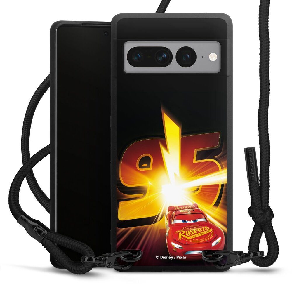 DeinDesign Handyhülle Offizielles Lizenzprodukt Cars Lightning Mcqueen 95 Cars3 Lightning 95, Google Pixel 7 Pro Premium Handykette Hülle mit Band Case zum Umhängen