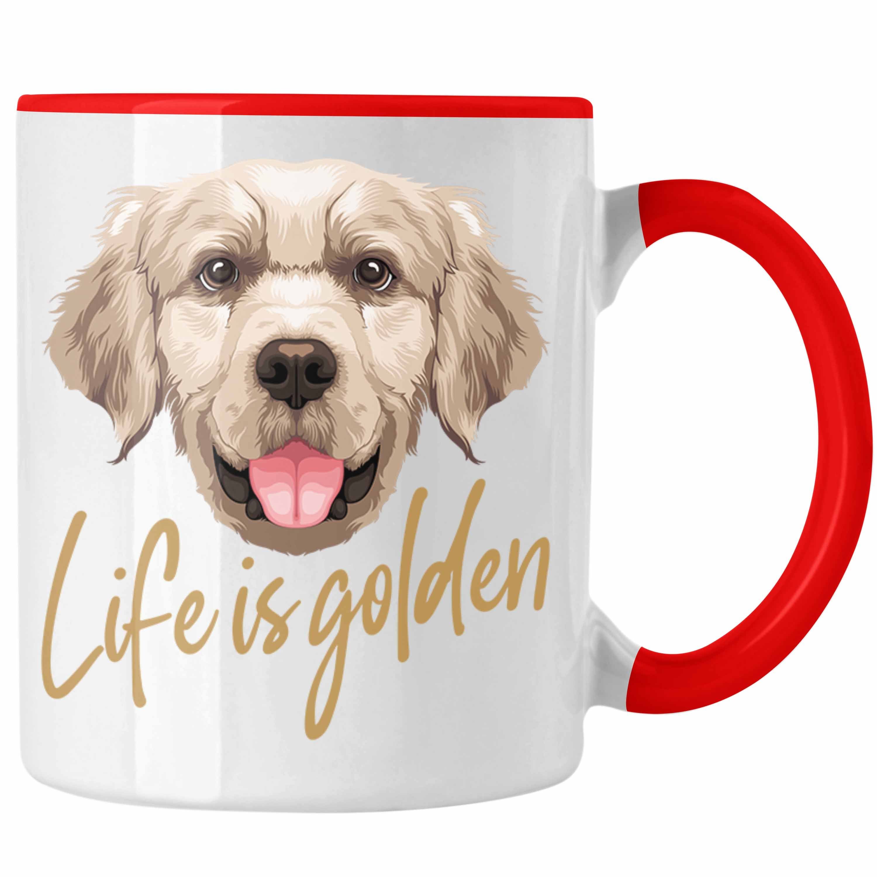 Trendation Tasse Golden Retriever Besitzer Tasse Geschenk Hundebesitzer Life Is Golden Rot