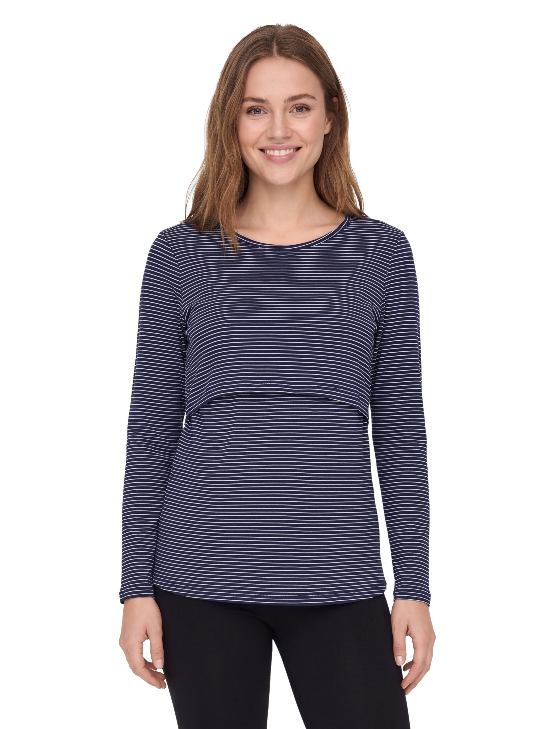 Alkato Stillshirt Alkato Damen Langarm Stillshirt mit Rundhals aus Baumwolle