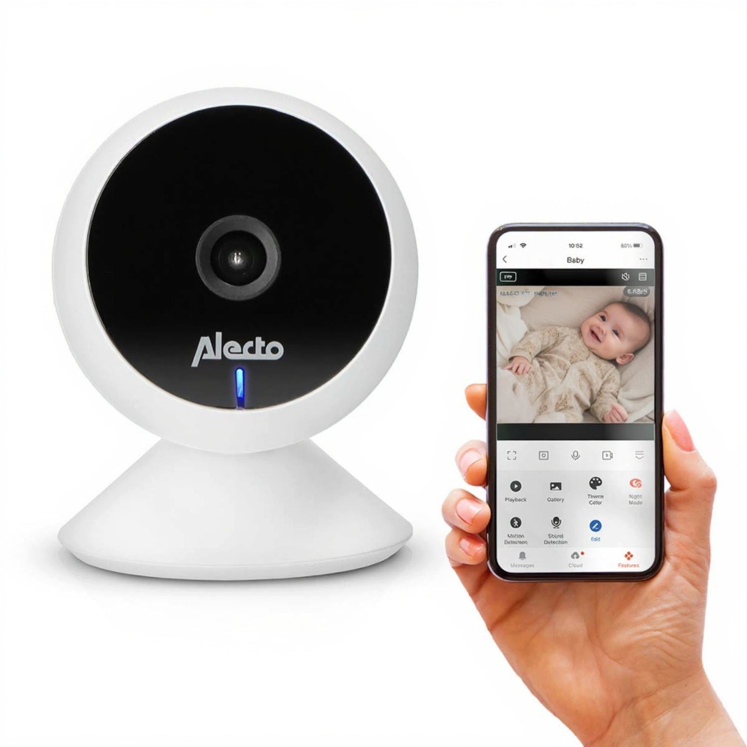 Alecto Video-Babyphone SMARTBABY5, 1-tlg., WLAN-Verbindung, HD-Kamera, Smartphone-kompatibel für Eltern überall