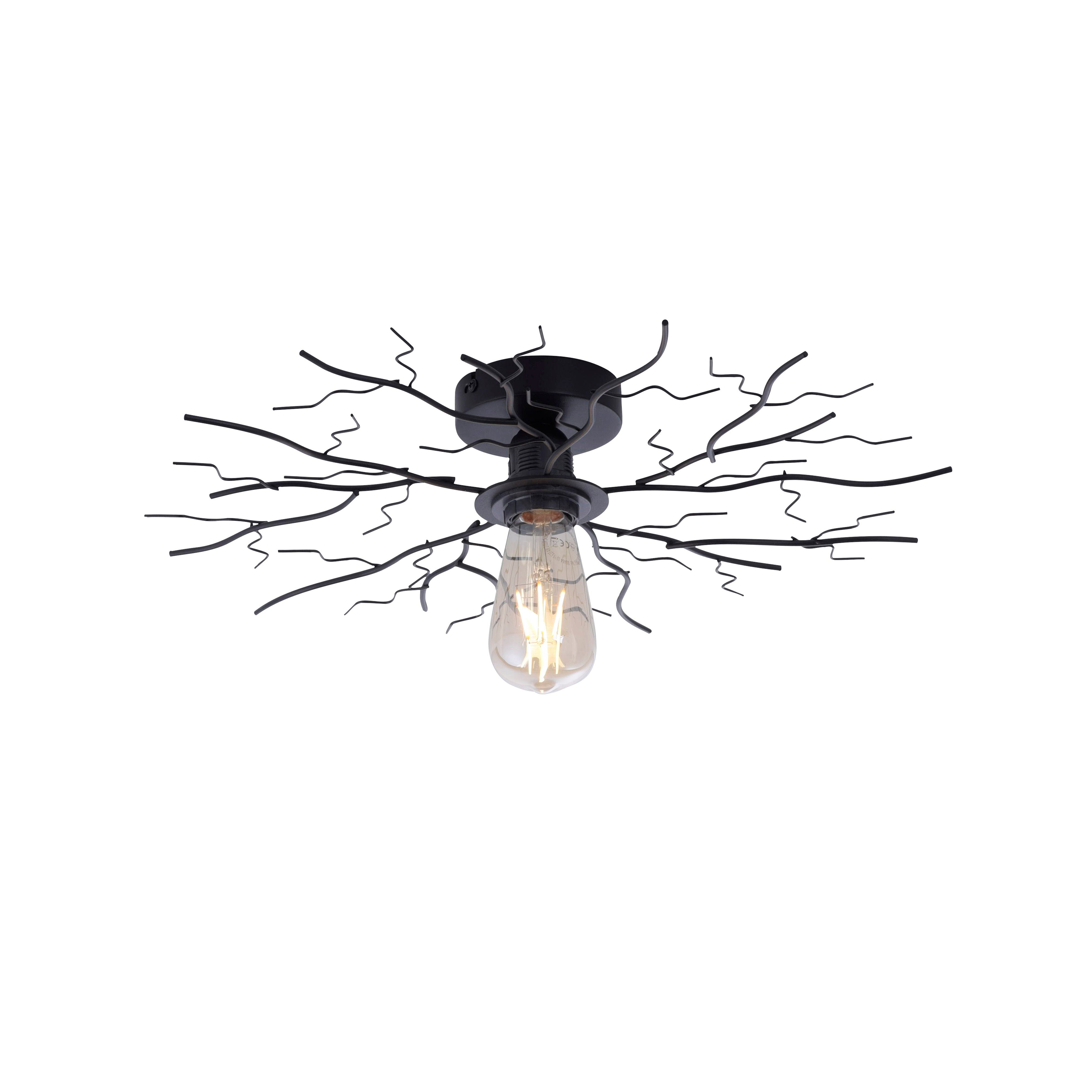 LED Deckenlampe LAMI 2 flammig Holz schwarz Metallschirme drehbar Wandlampe