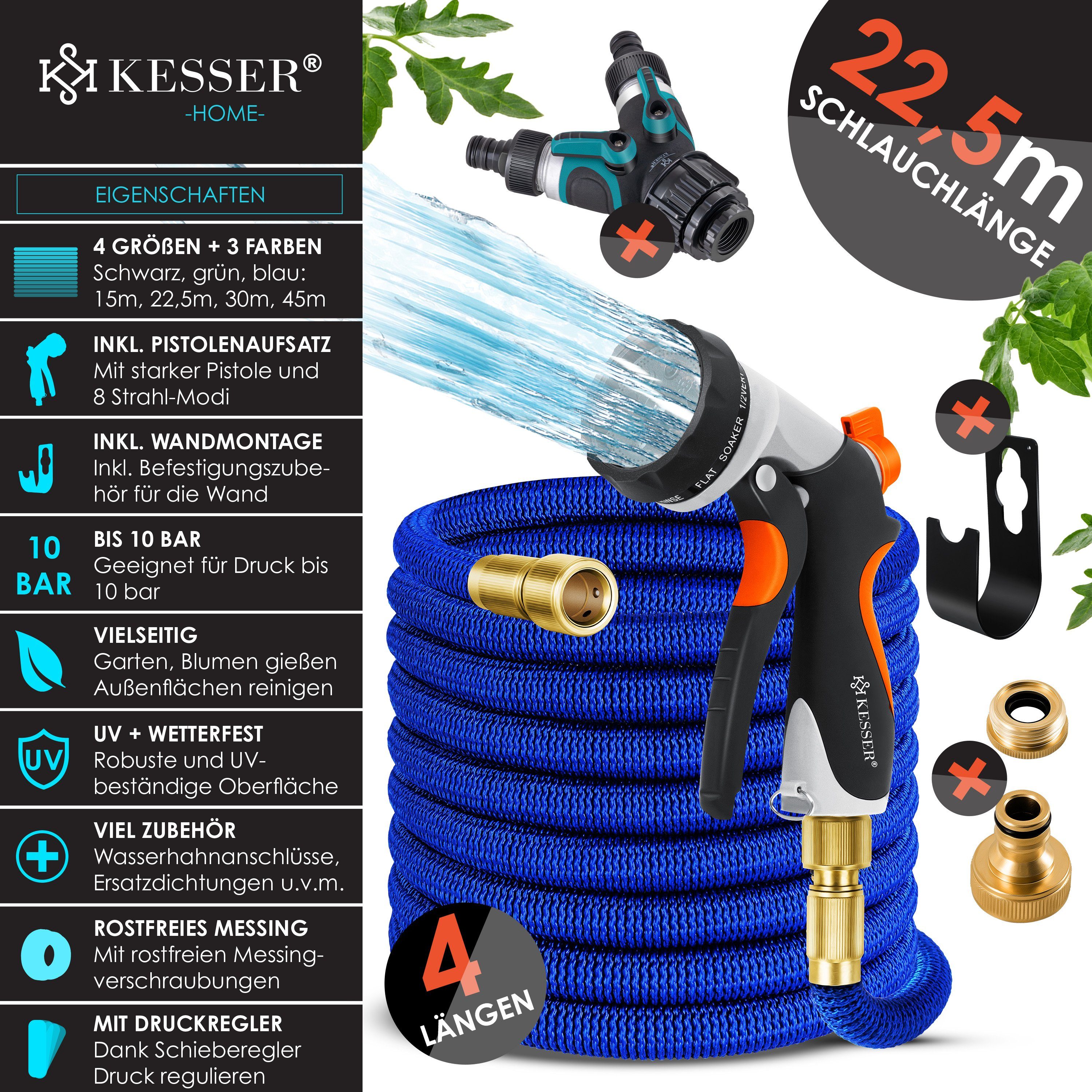 KESSER Gartenschlauch, Premium Wasserschlauch Flexibler Schlauch Gartenschlauch Flexischlauch