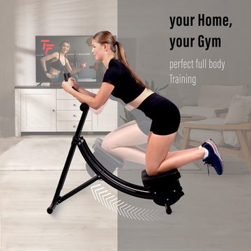 Technofit Bauchmuskelmaschine Bauchmuskeltrainer zum Muskelaufbau und Kalorieverbrauch (Set mit Trainingslan), klappbar, mit einer 40 grad Kurve und abnehmbarer Timer
