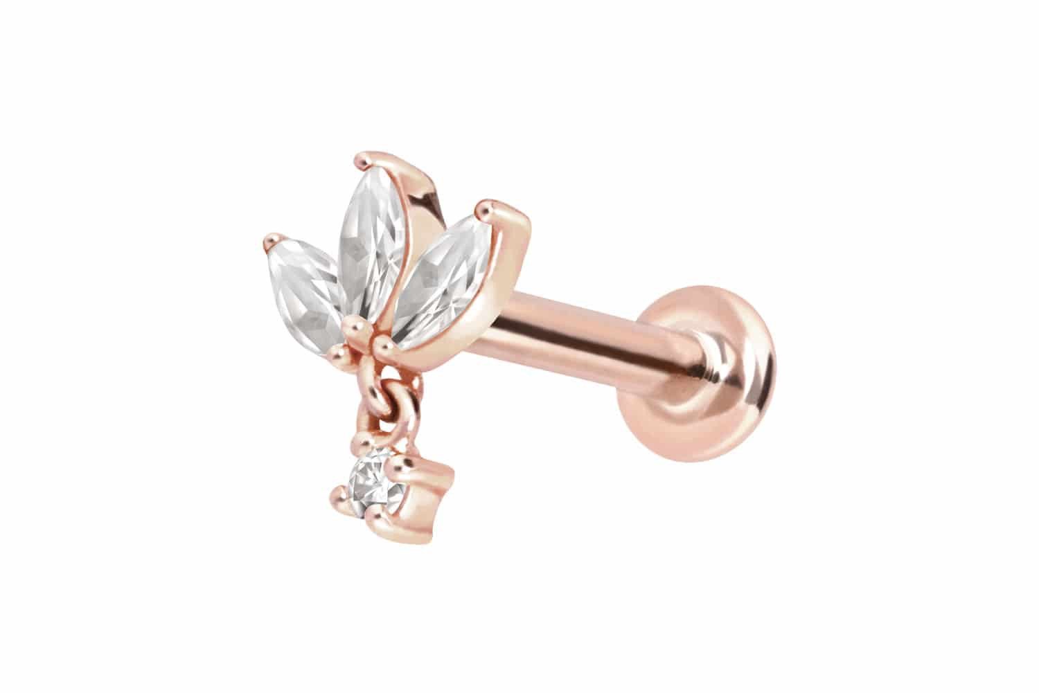 PIERCINGLINE Piercing-Set 14 Karat Gold Labret mit Innengewinde MOISSANIT-L günstig online kaufen