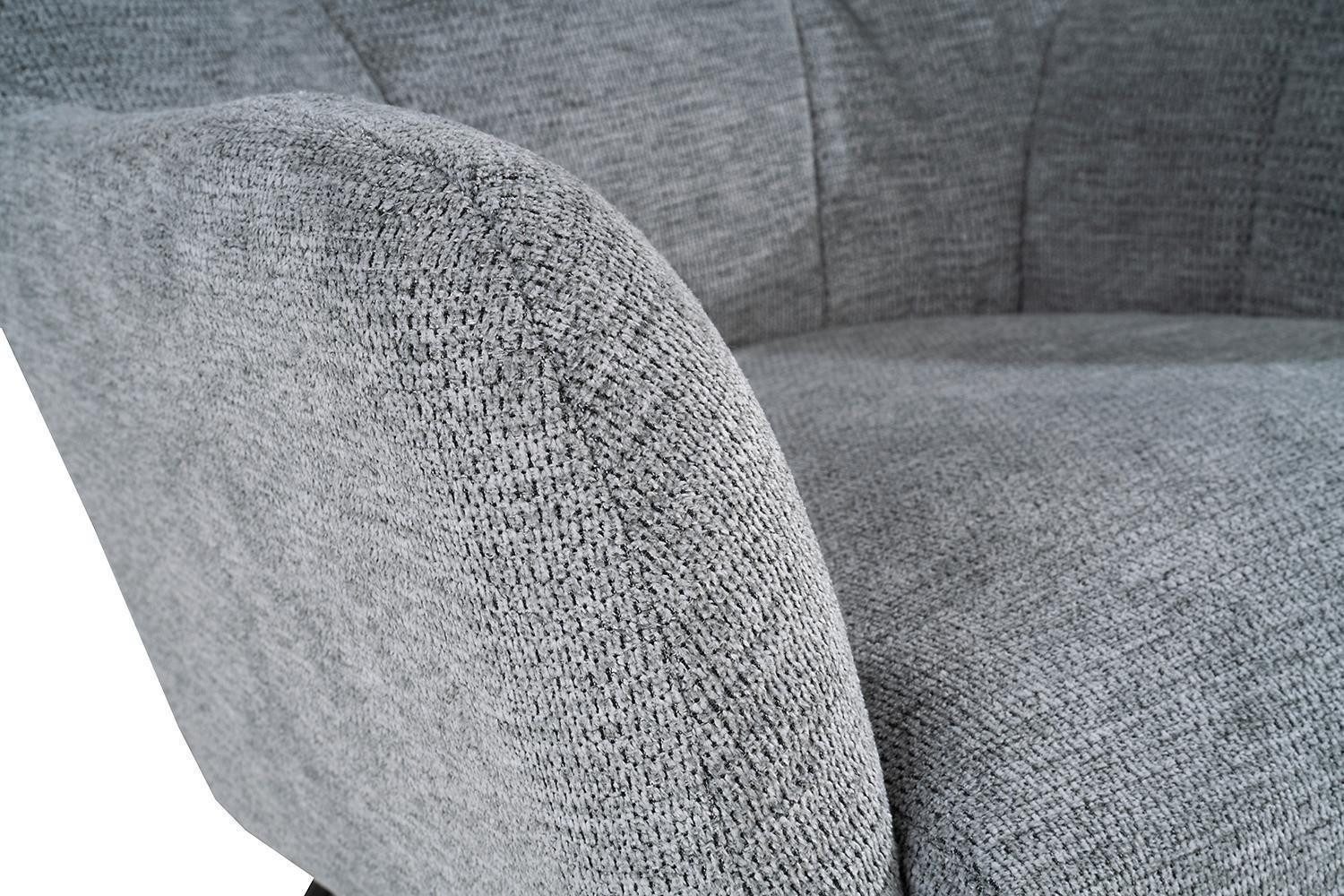 Home4You Schaukelstuhl, Grau, Schwarz, Webstoffbezug, Metallgestell, Holzfüße, B 68 x H 101 x T 50 cm