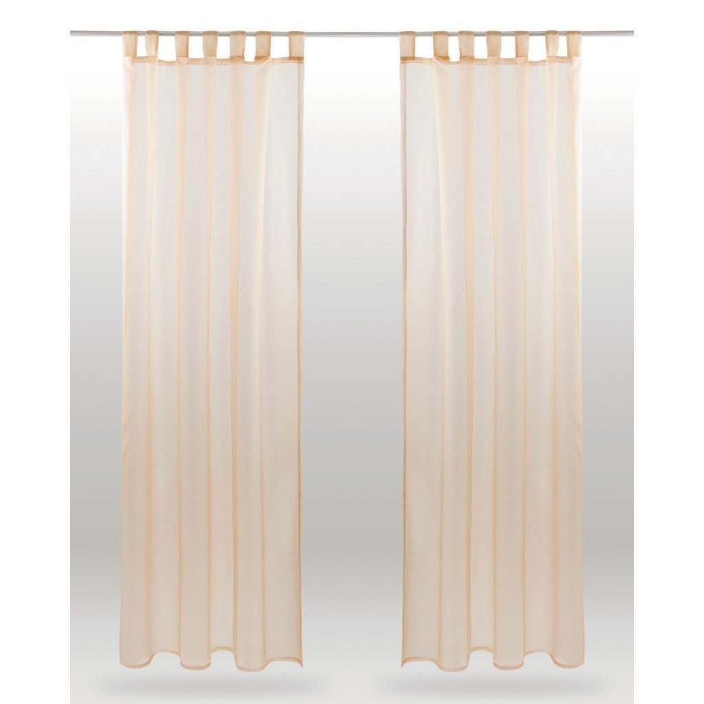 Vorhang, Bestlivings, Schlaufen (2 St), transparent, Voile, Gardinenset "Transparent", 2 Schlaufenschals Beige