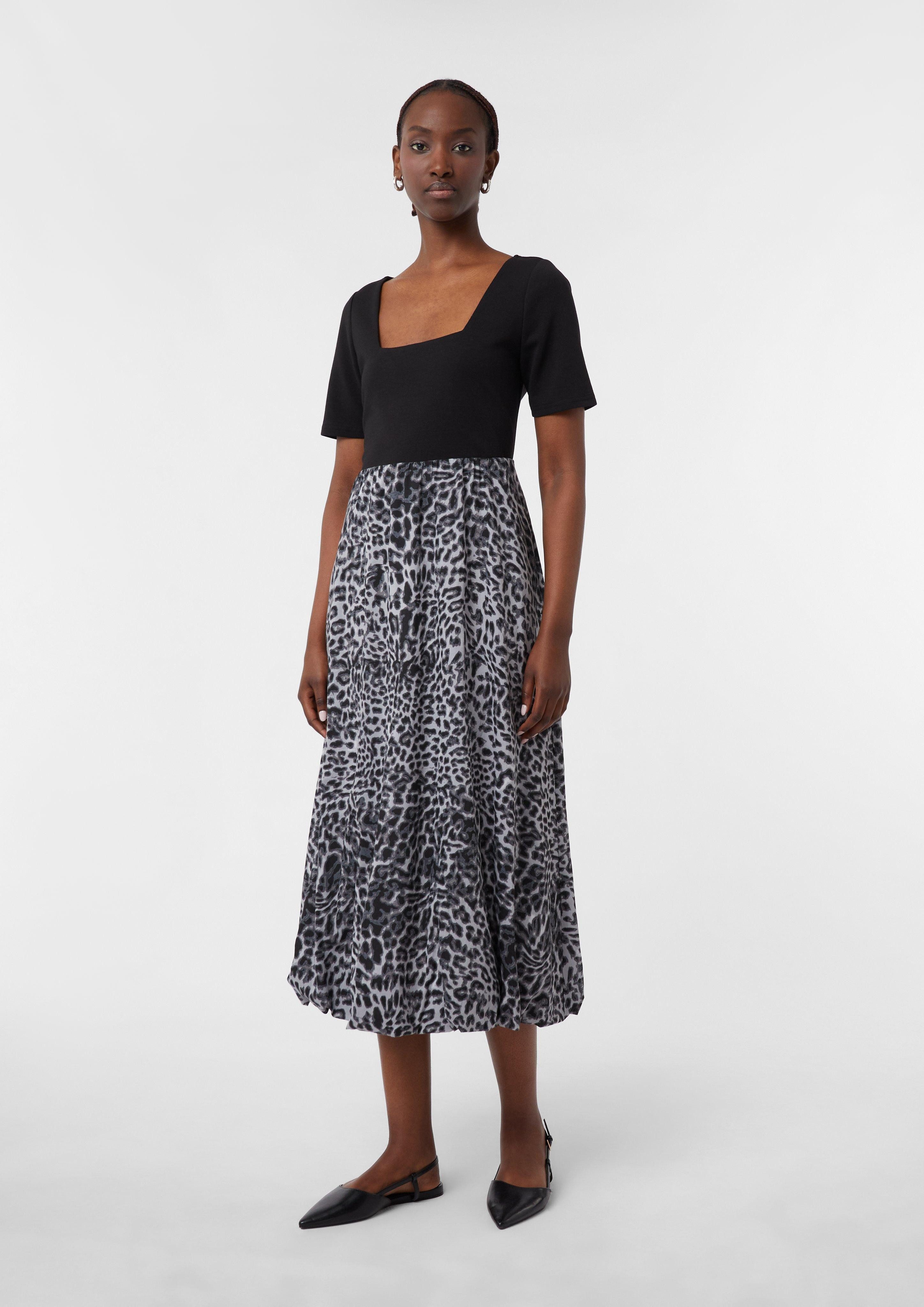 Comma Maxikleid Midikleid aus Materialmix mit günstig online kaufen