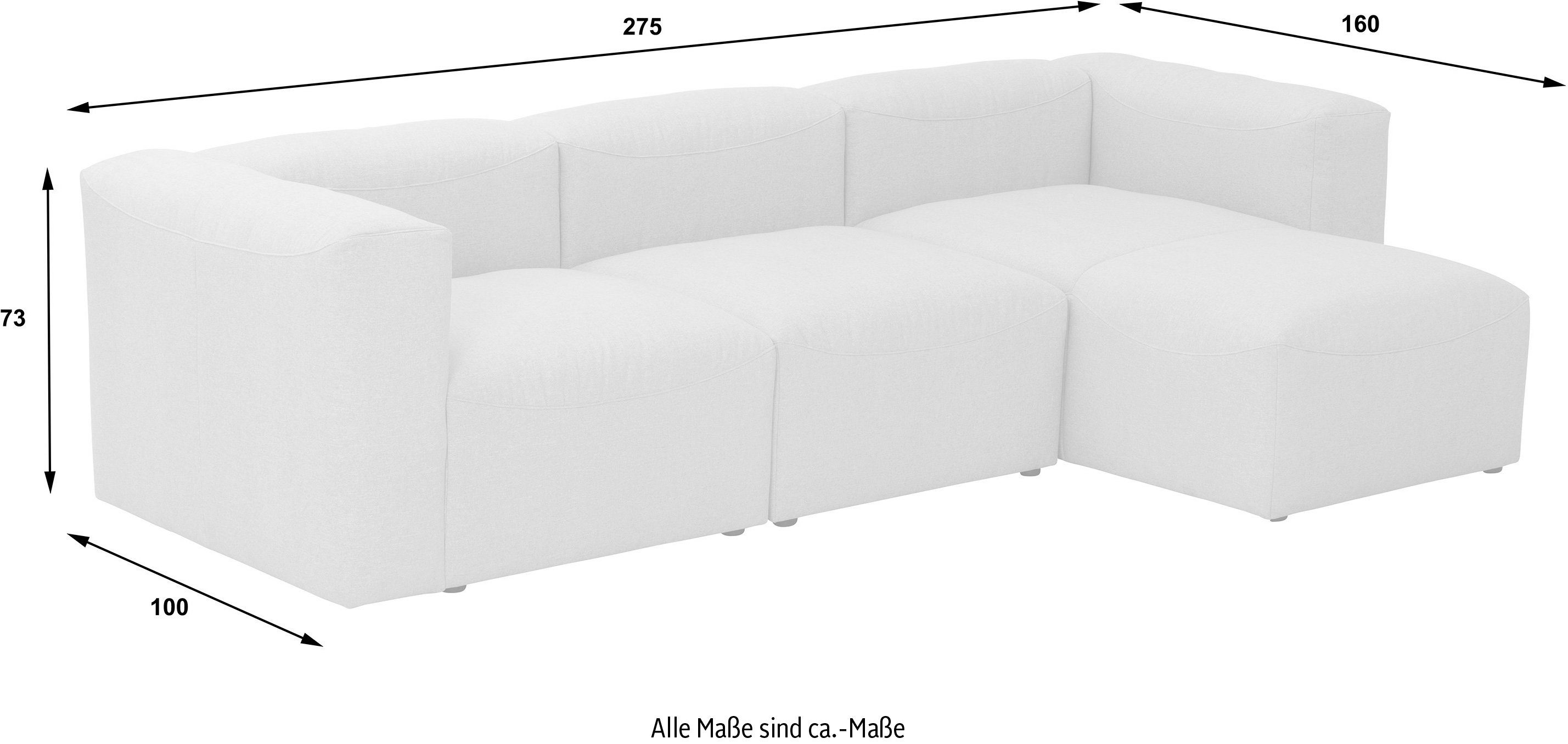 Sitz-Elementen, Ecksofa Teile, creme aus 3 individuell 02 Winzer® kombinierbar 3 Spar-Set Sofa-Set Max Lena,