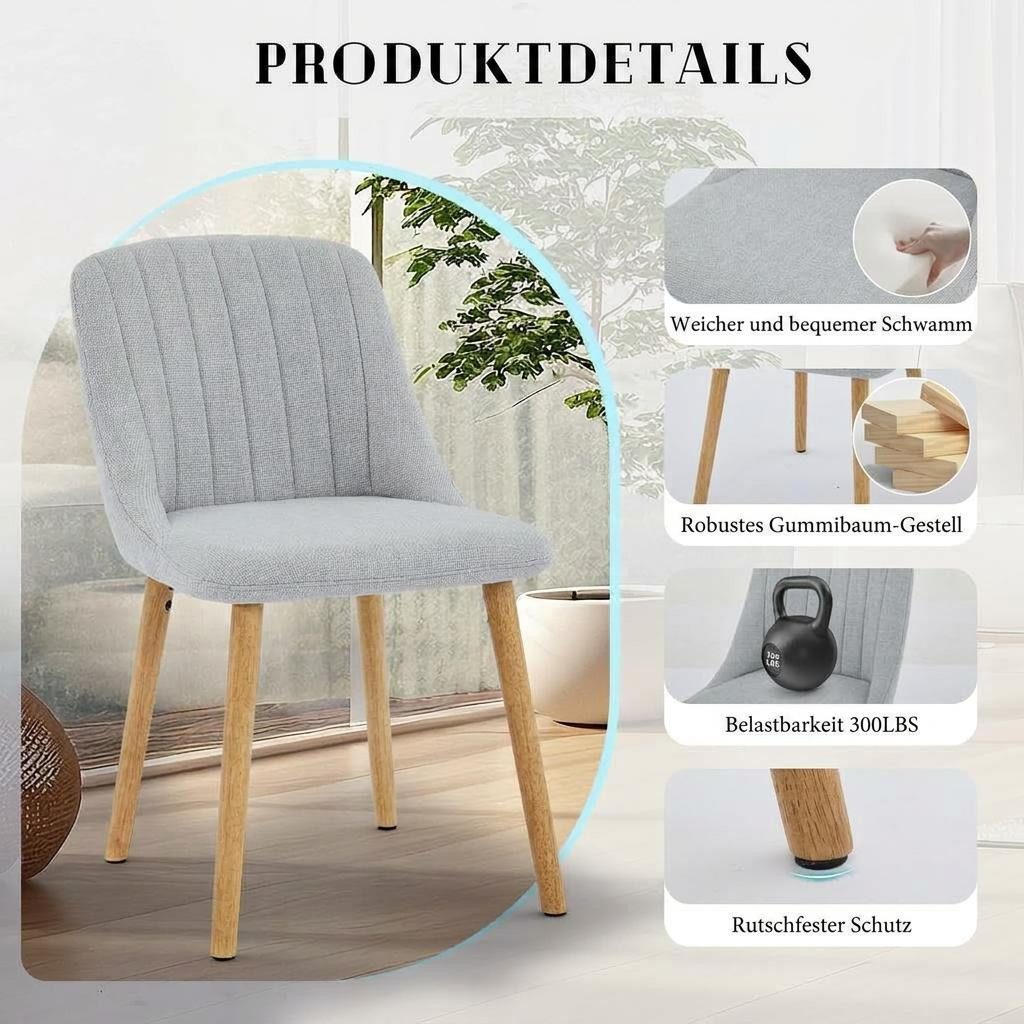 GarveeMore Esszimmerstuhl 2er/4er Stuhlset Moderner Küchenstuhl bis 136kg (4 St) – Bild 5 von 5