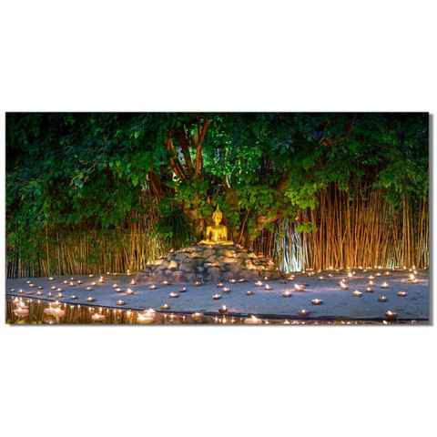 Victor (Zenith) Leinwandbild Leinwandbild \"Buddha Kerzen\" - Größe: 30 x 60 cm, Religion, in 30x60 cm, Wandbild Leinwand Religion Bild Schlafzimmer