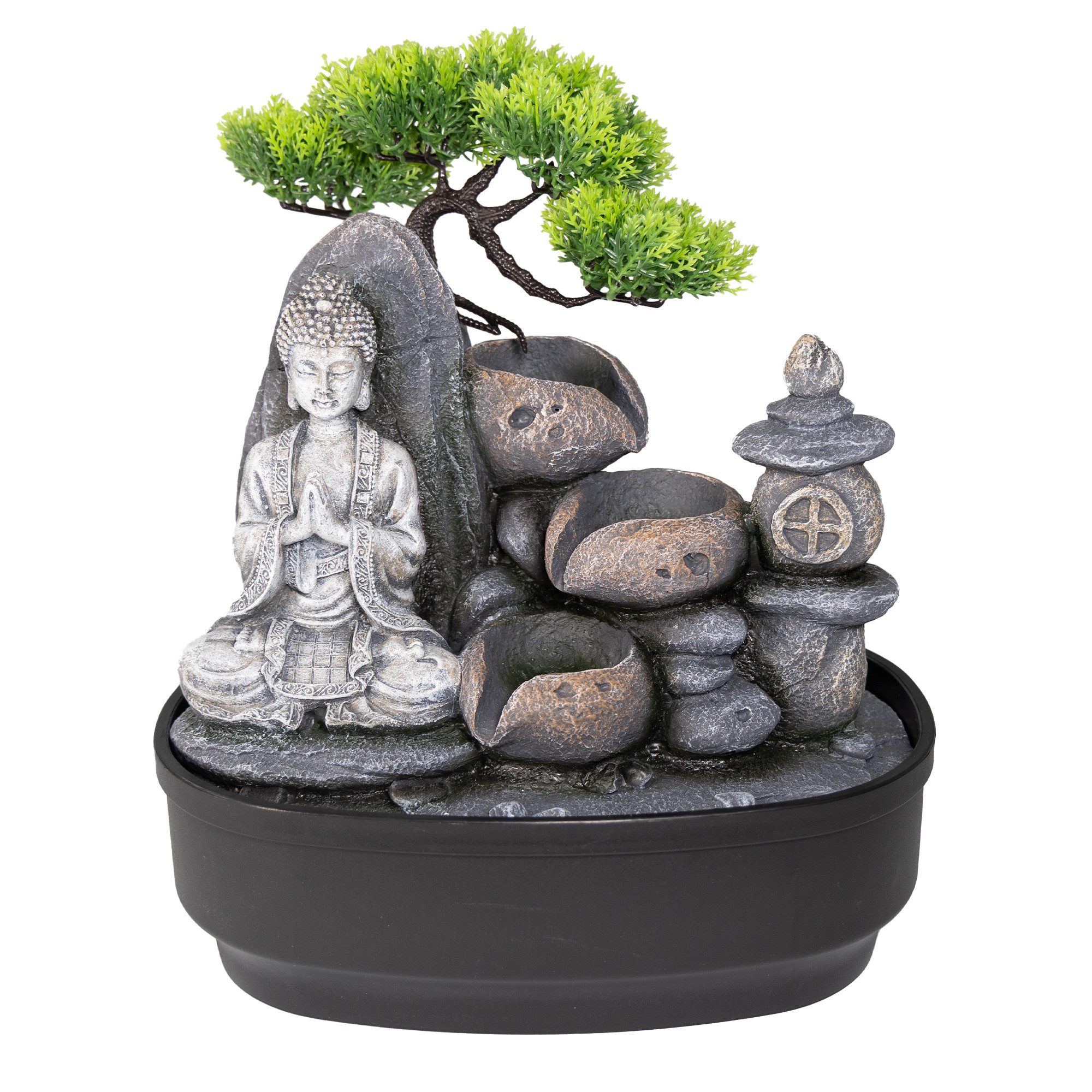 Lemodo Zimmerbrunnen Kaskadenbrunnen mit Buddha-Figur, 27 cm Breite günstig online kaufen