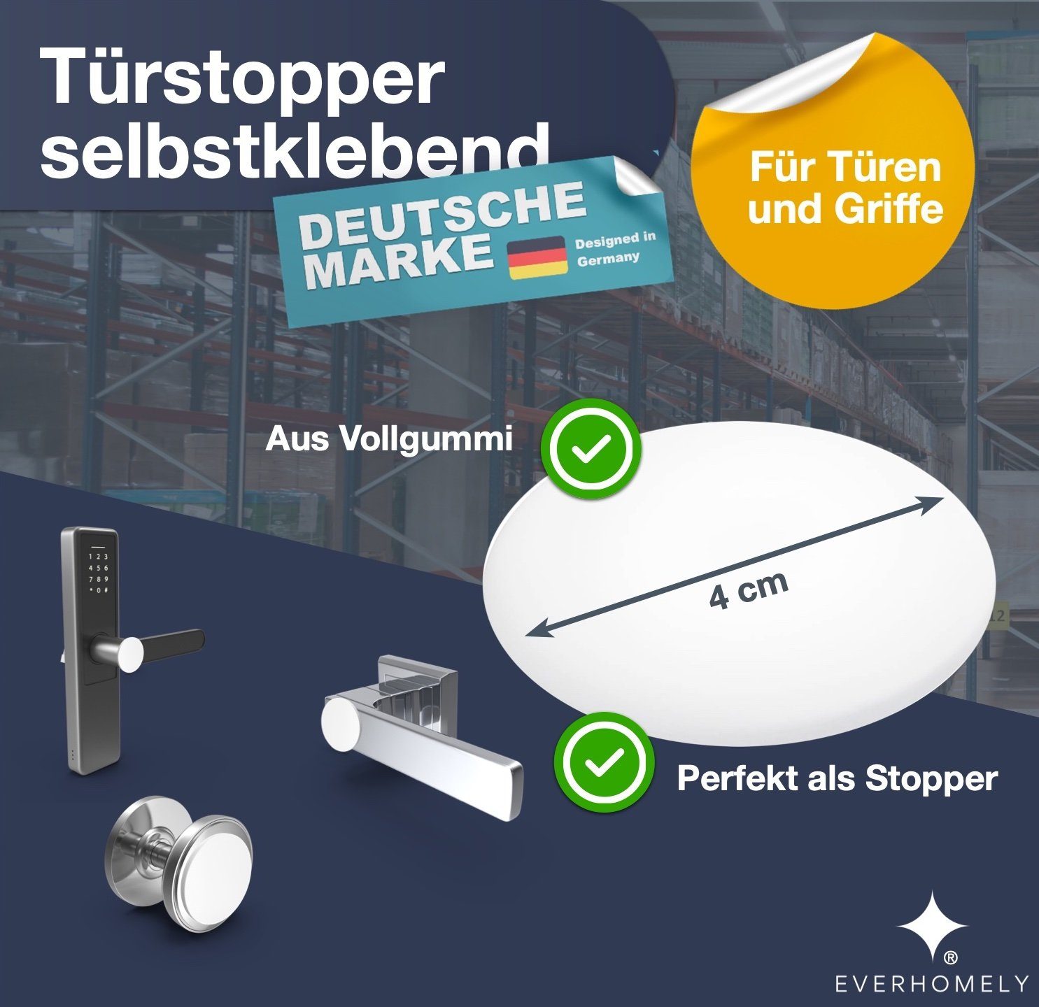 Everhomely® Türstopper 12x Türpuffer weiß ⌀ günstig online kaufen