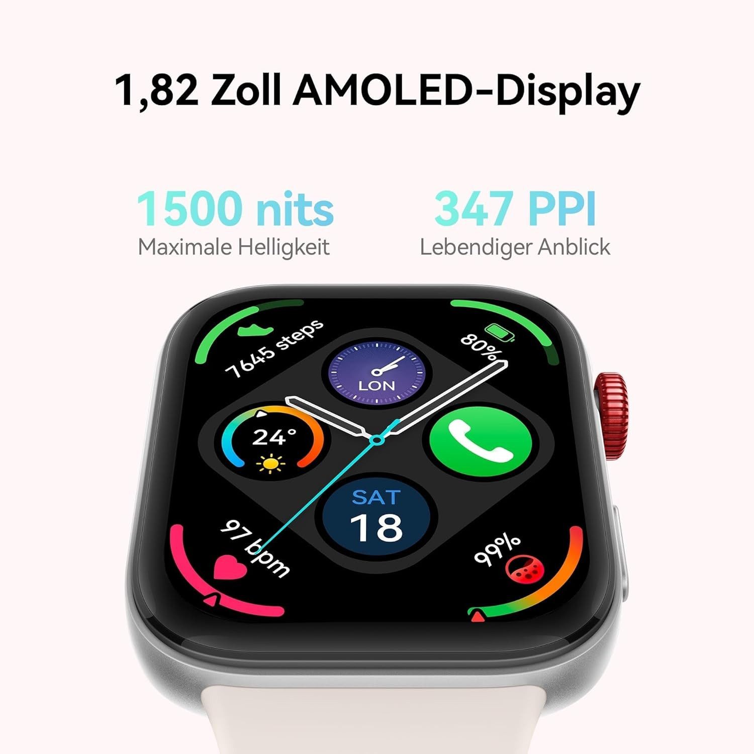 Huawei Fitness-Tracking Bis zu 10 Tage Akkulaufzeit Bluetooth Anruf Funktion Smartwatch (4,6 cm/1,82 Zoll, Android iOS), Ultraflache Herren's Damen's uhr mit AMOLED-Display Fitnessfunktionen