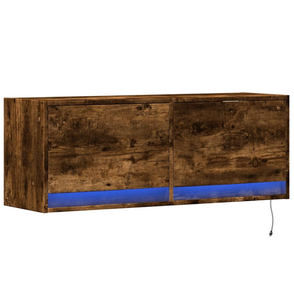 vidaXL TV-Wand TV-Wandschrank mit LED-Beleuchtung Räuchereiche 100x31x35 cm, (1-St)