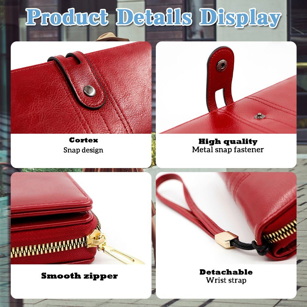 Blusmart Geldbörse Schnalle, Handtasche, Geldbörse, red rose Reißverschluss-Clutch Personalisierte Unterarmtasche