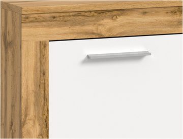 INOSIGN Sideboard Sideboard 125x80x35 cm in Eiche mit weißer Front, Wohnzimmer, Wohnzimmermöbel, Kommode, Schrank, Sideboard