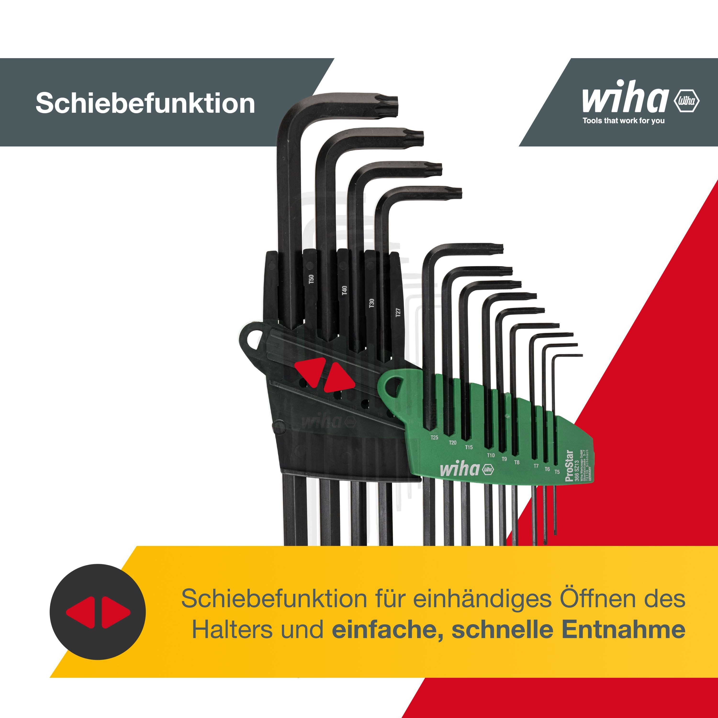 Wiha Stiftschlüssel ProStar Halter (24852) - 14 tlg., Torx Winkelschlüssel Satz, Torxschlüssel