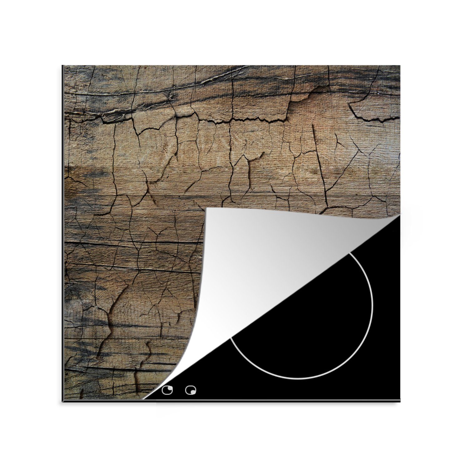 MuchoWow Herdblende-/Abdeckplatte Holz - Farbe - Industrie, Vinyl, (1 tlg), 78x78 cm, Ceranfeldabdeckung, Arbeitsplatte für küche