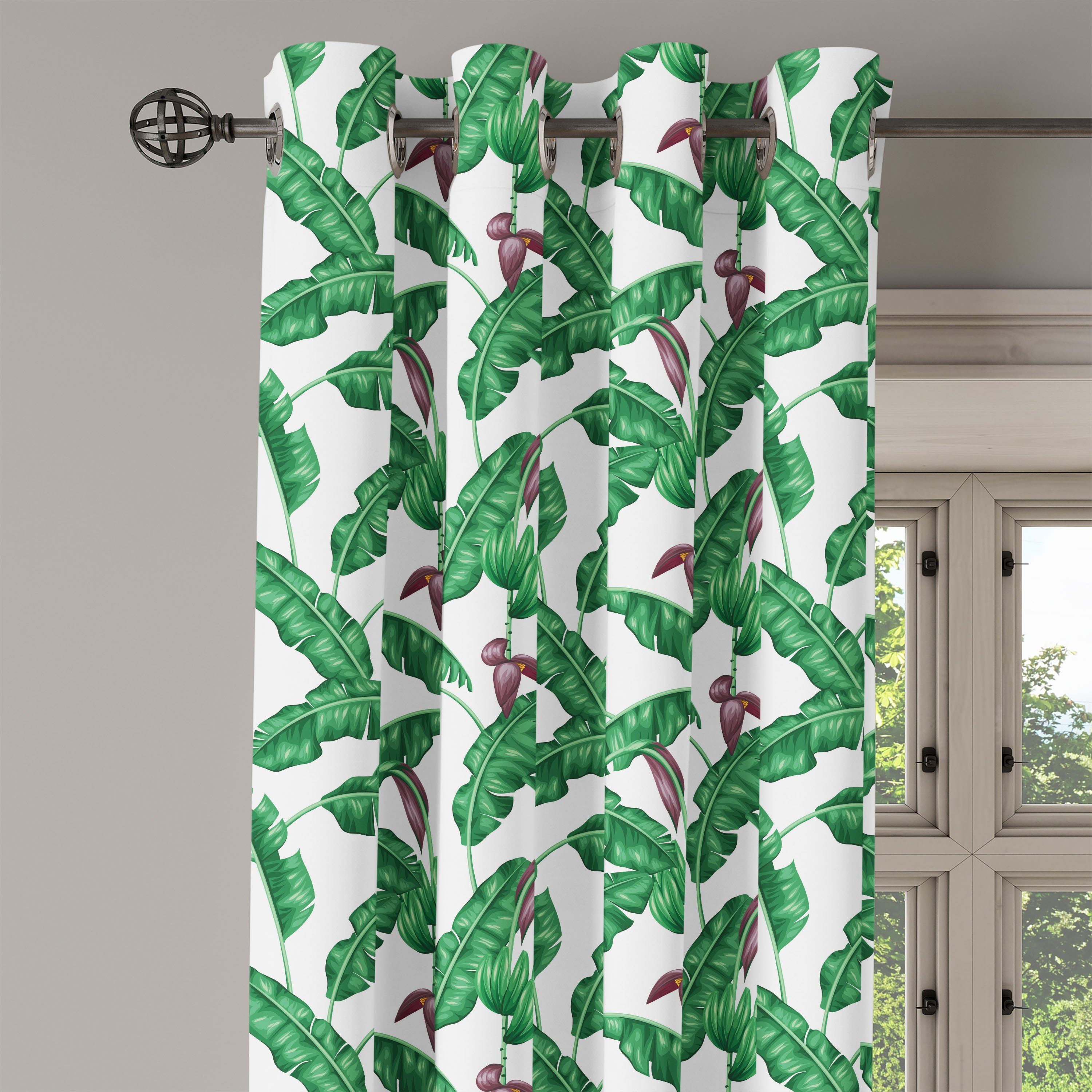 Gardine Dekorative im Schlafzimmer für Blume Wohnzimmer, Abakuhaus, Sommer 2-Panel-Fenstervorhänge Prinzessin Blatt