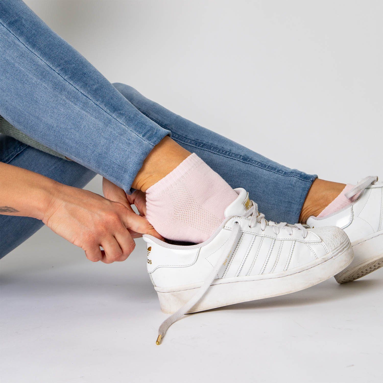 Damen Pack Sneaker OCCULTO Socken (Modell: Diana) 10er Sneakersocken (10-Paar) Wht-Gry-Pnk