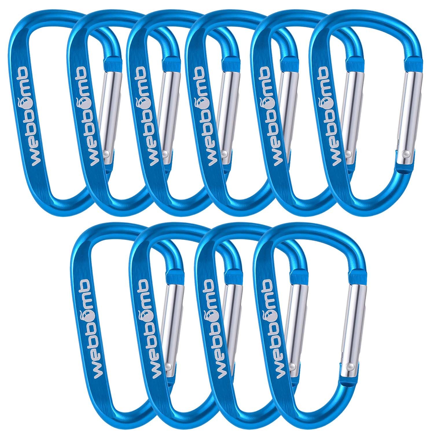WEBBOMB Karabiner 10 x Bunte Karabinerhaken 6,7/ 8cm Schlüsselanhänger für Camping Sport