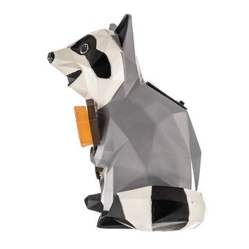 Lindby Dekolicht Racoon, LED-Leuchtmittel fest verbaut, Polyresin, Kunststoff, Schwarz, weiß, braun, grau, 1 flammig, inkl.