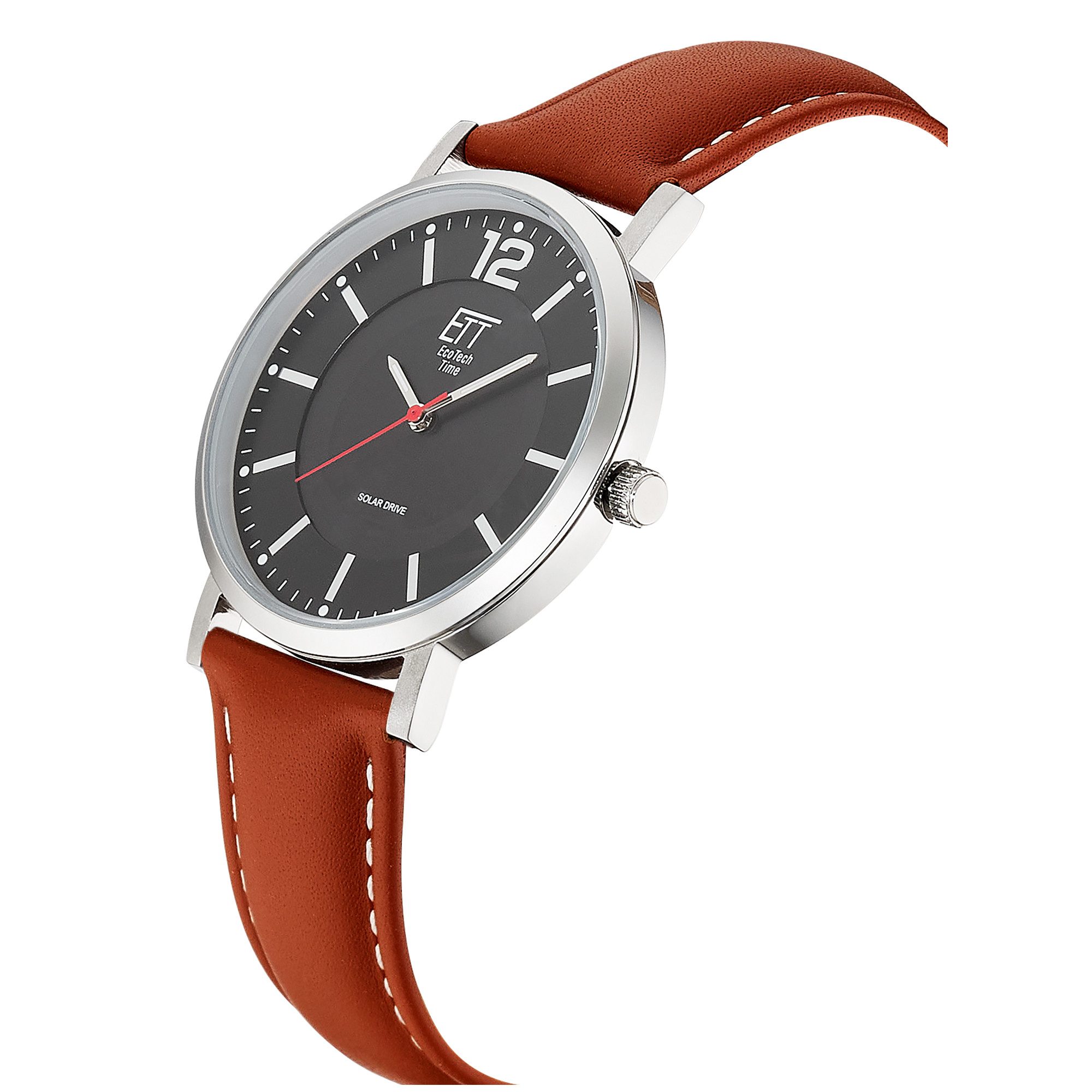 ETT Solaruhr EGS-12159-21L, Armbanduhr, Damenuhr, Herrenuhr, Lederarmband, analog
