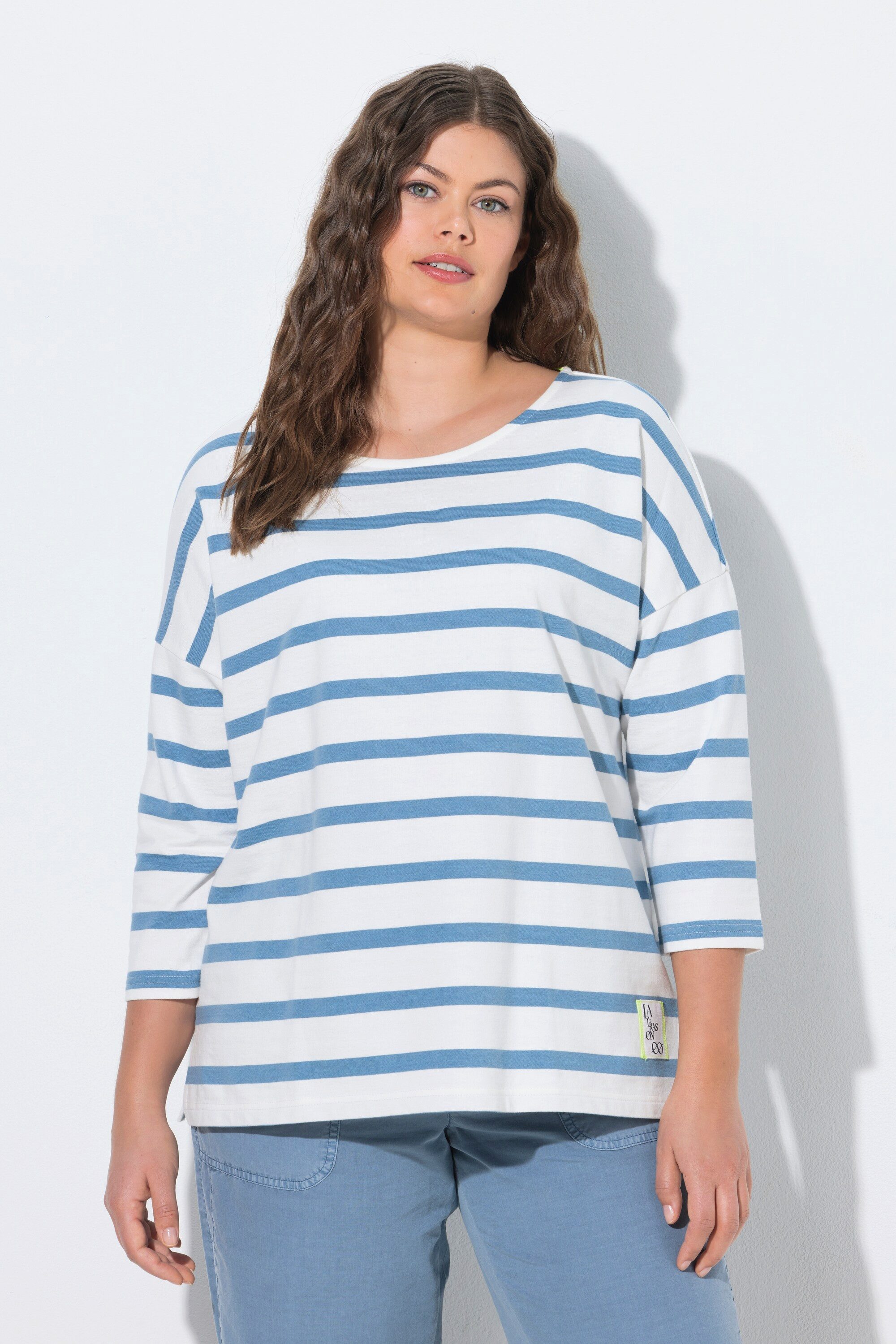 Laurasøn Sweatshirt Ringelsweatshirt Rund-Hals Ausschnitt 3/4 Arm