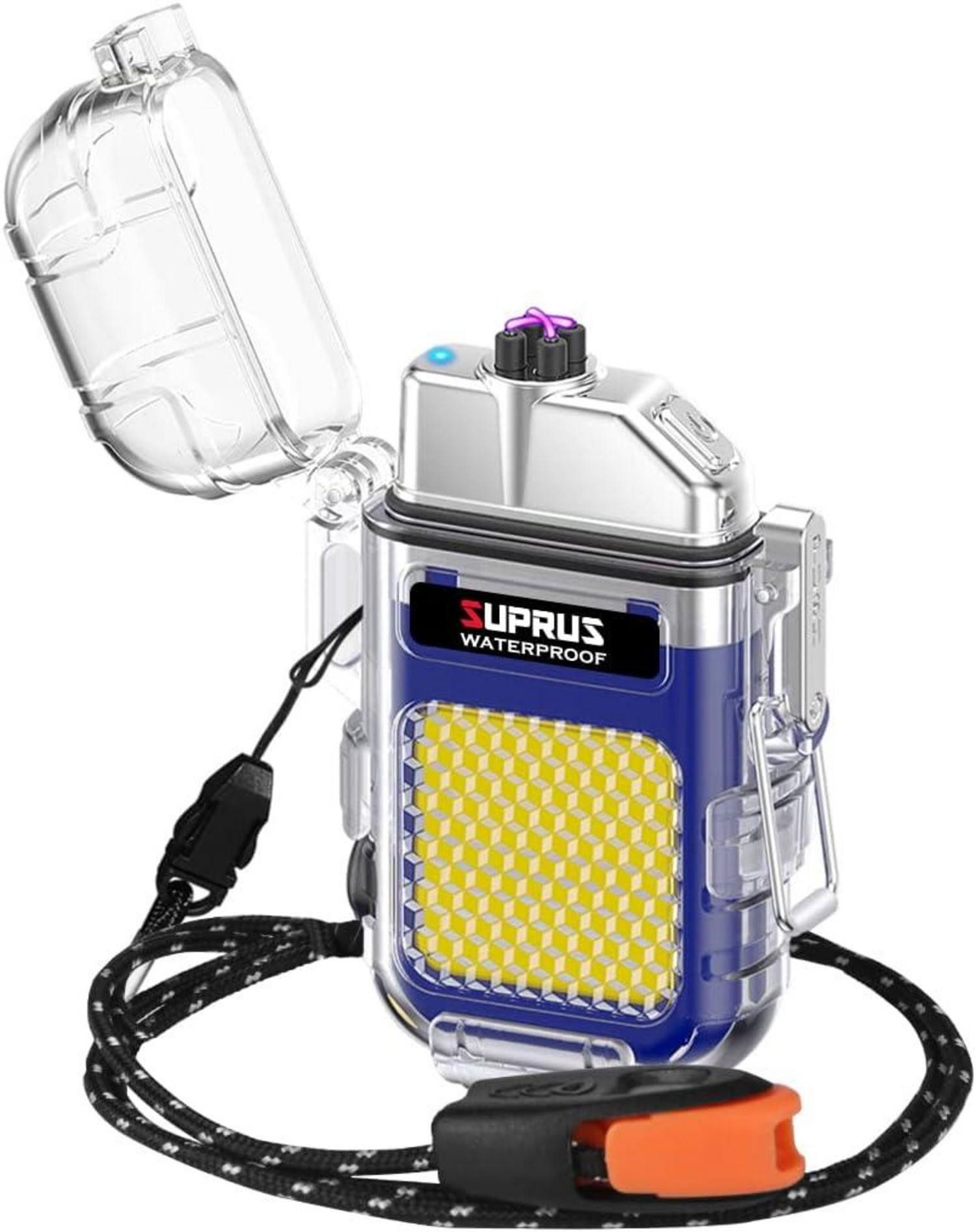 Feuerzeug Wasserdichtes Leuchtfeuerzeug 3 Modi Taschenlampe Winddicht Elektrisch