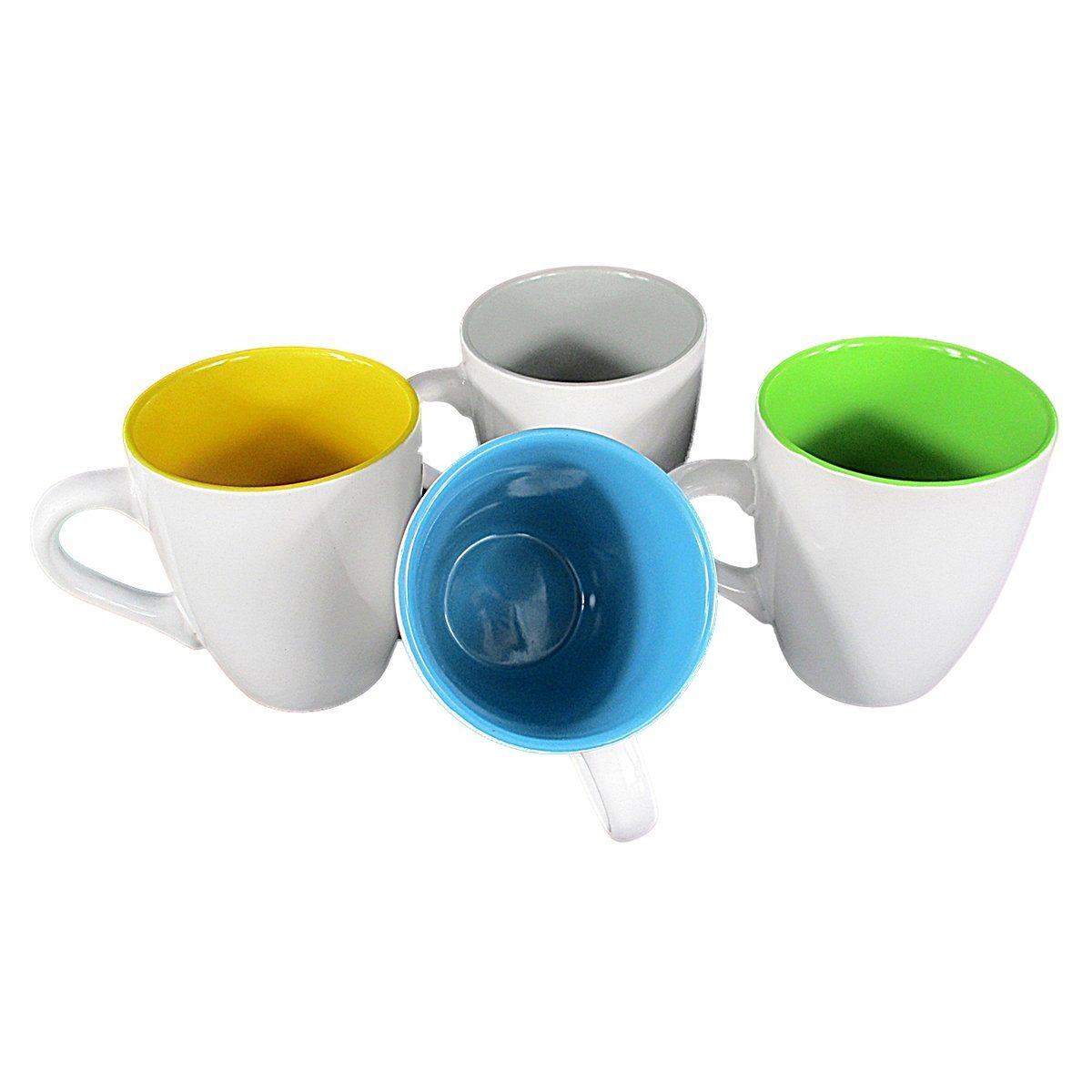 Schneider Tasse FARBKLECKS außen weiß & innen bunt lackiert, Keramik, 4-teilig