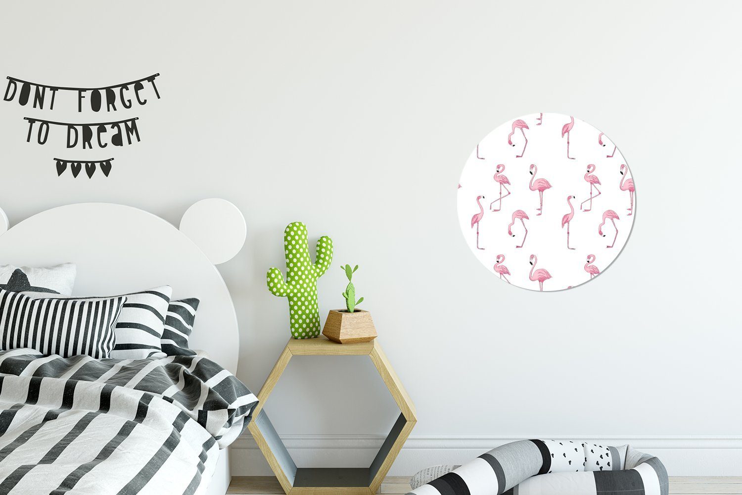 Tapetenaufkleber, St), Muster mit Wandsticker rosa Tapetenkreis (1 für Rund, Flamingos Wohnzimmer Kinderzimmer, MuchoWow