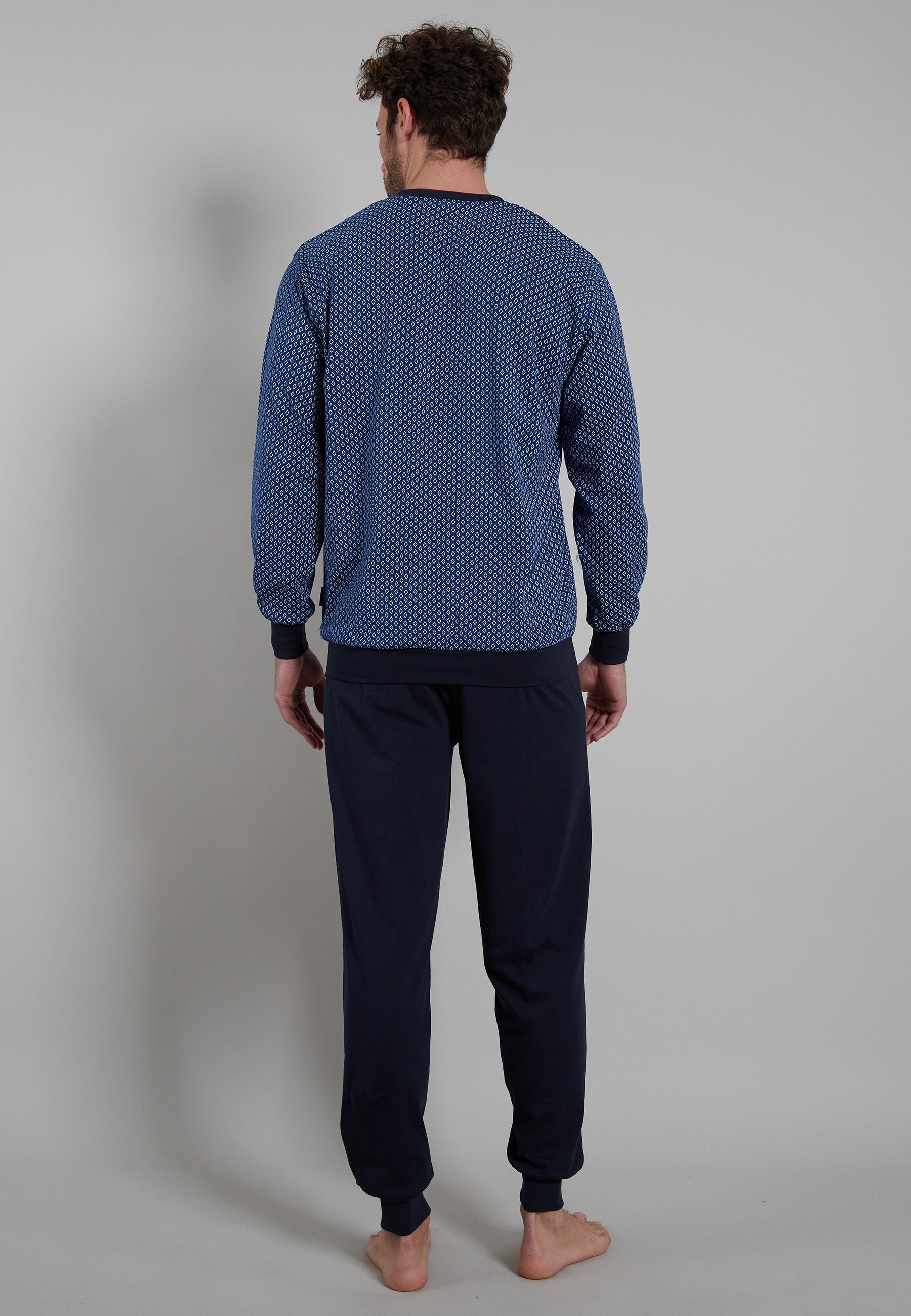 GÖTZBURG Pyjama Manhattan (2 tlg) Langarm, V-Ausschnitt, lange Hose, V-Ausschnitt, Baumwolle