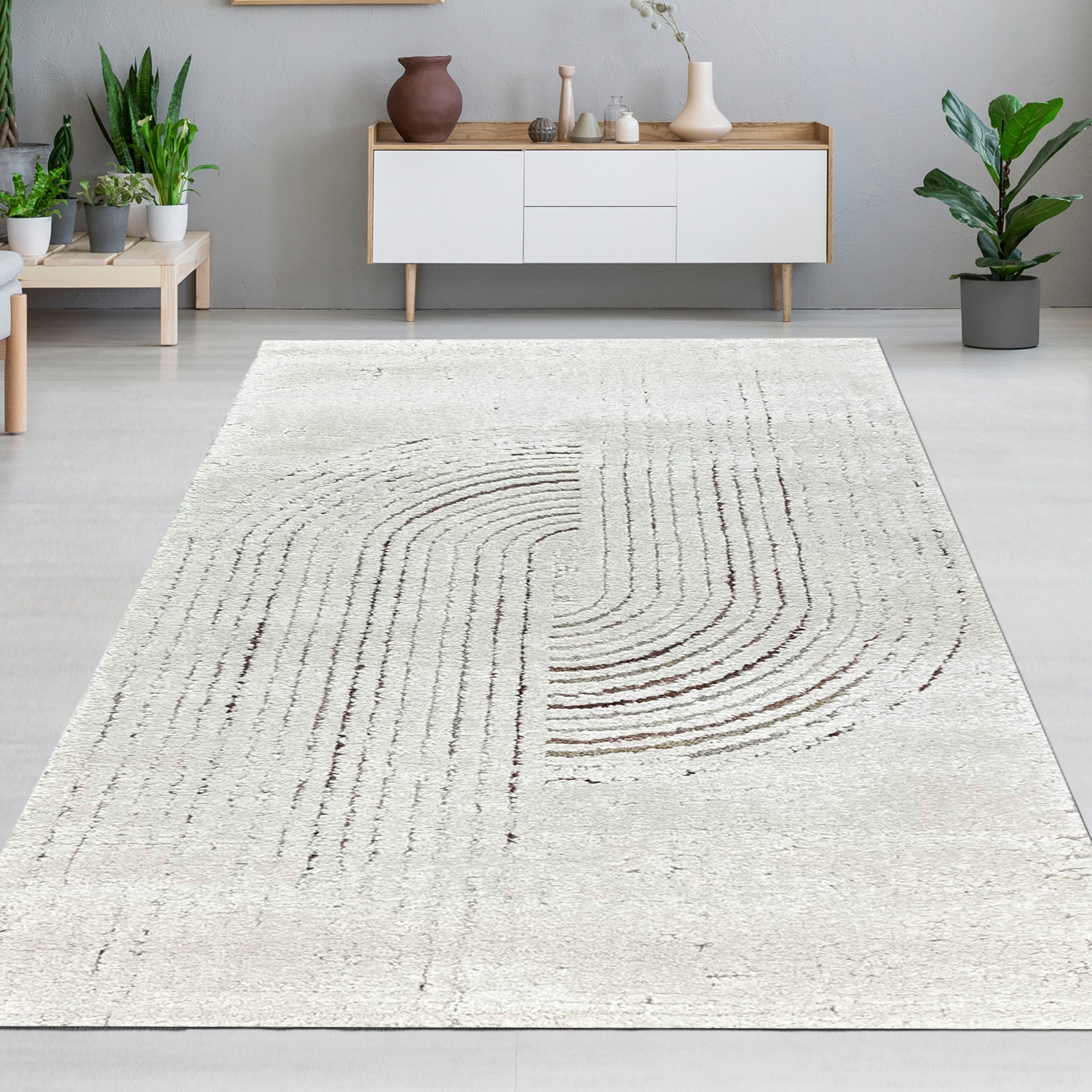 Carpetia Designteppich Kurzflor Teppich mit 3D-Effekt, rechteckig, Höhe: 14 mm, weich, pflegeleicht und für Fußbodenheizung geeignet