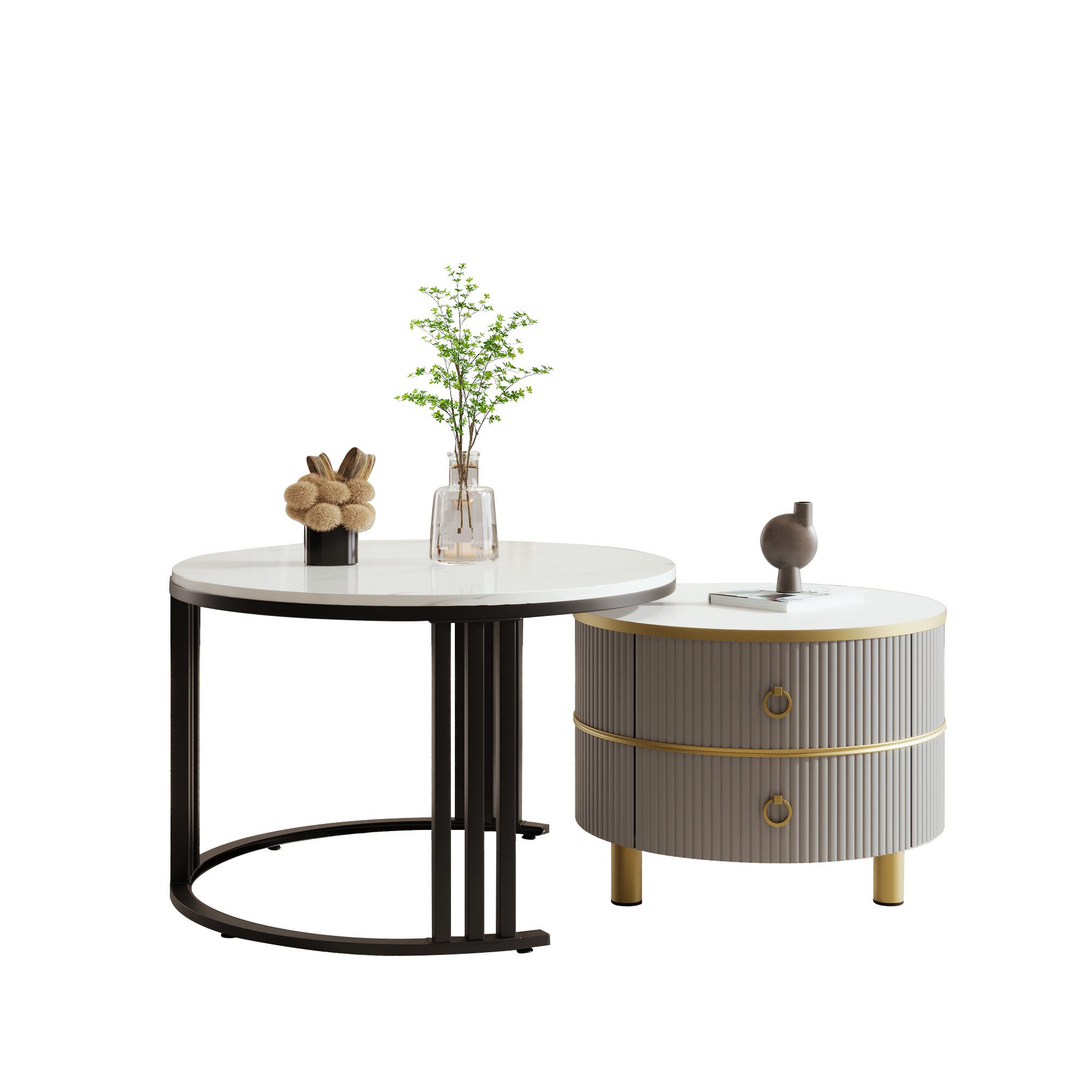 OKWISH Couchtisch 2-in-1 runder Couchtisch (Beistelltisch günstig online kaufen