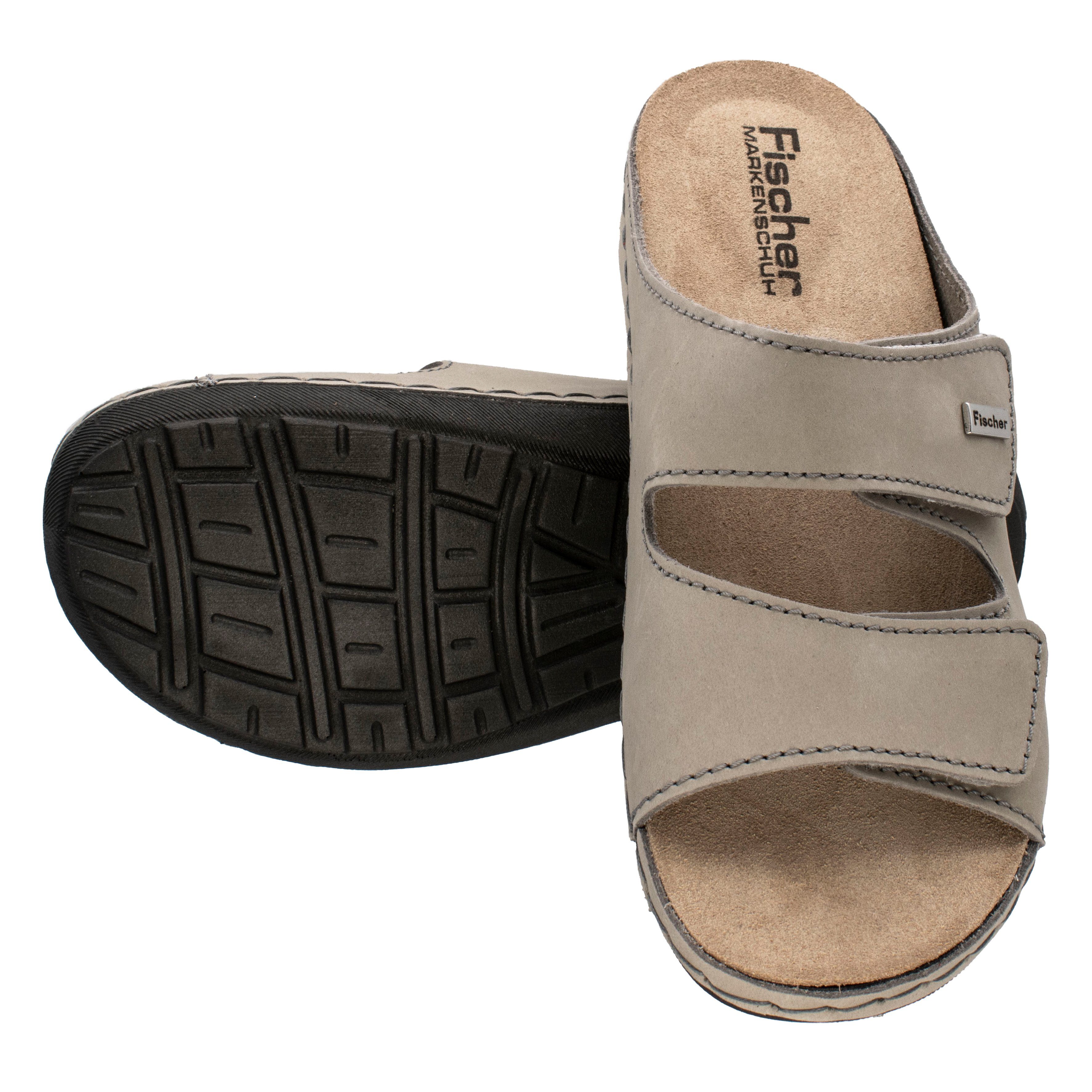 Fischer-Markenschuh Michaela Pantolette aus Nubukleder, herausnehmbare Einlegesohle aus Leder, Weite G