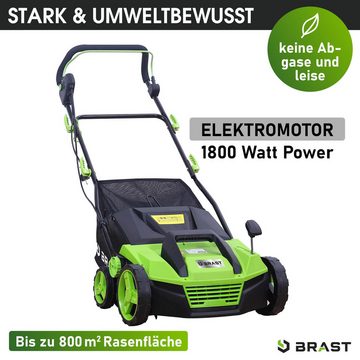 BRAST Elektro-Vertikutierer / Lüfter 1800 Watt Kombi Gerät, 38,00 cm Arbeitsbreite, (2in1-Funktion, 1 Vertikutier- und 1 Lüfter-Walze), Moosentferner