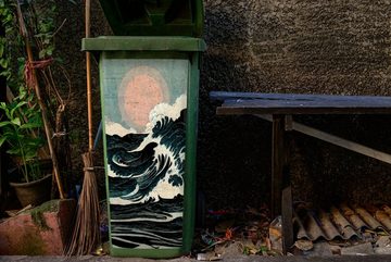 MuchoWow Wandsticker Jahrgang - Meer - Wellen - Sonne (1 St), Mülleimer-aufkleber, Mülltonne, Sticker, Container, Abfalbehälter
