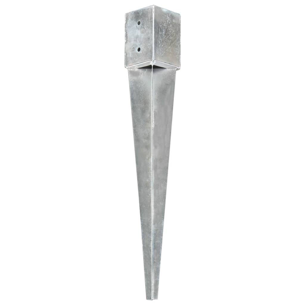12 10×10×76 Stahl, Silbern Verzinkter H-Pfostenanker (12-St) vidaXL Erdspieße Stk. cm