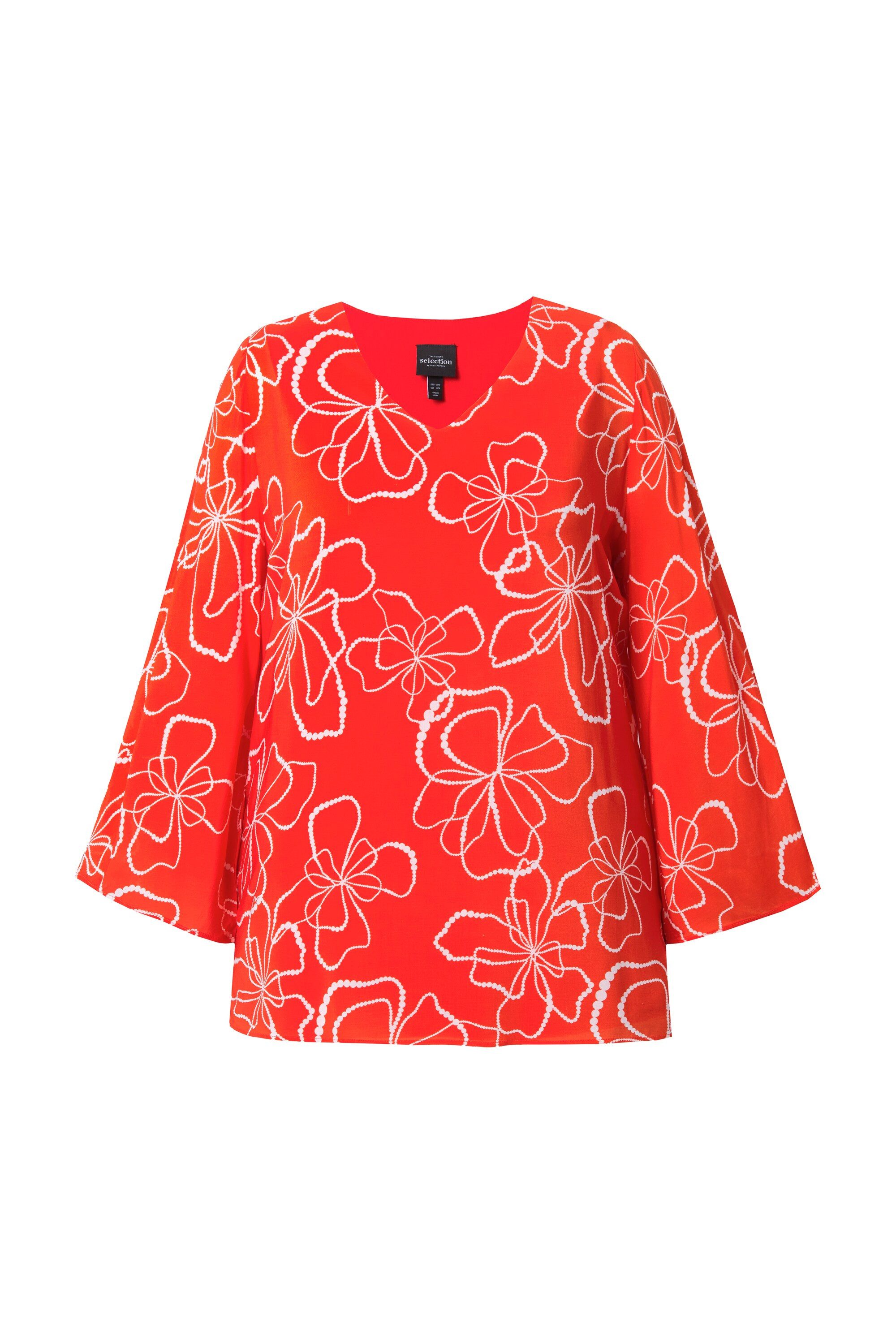 Ulla Popken Druckbluse Shirtbluse doppellagig V-Ausschnitt günstig online kaufen