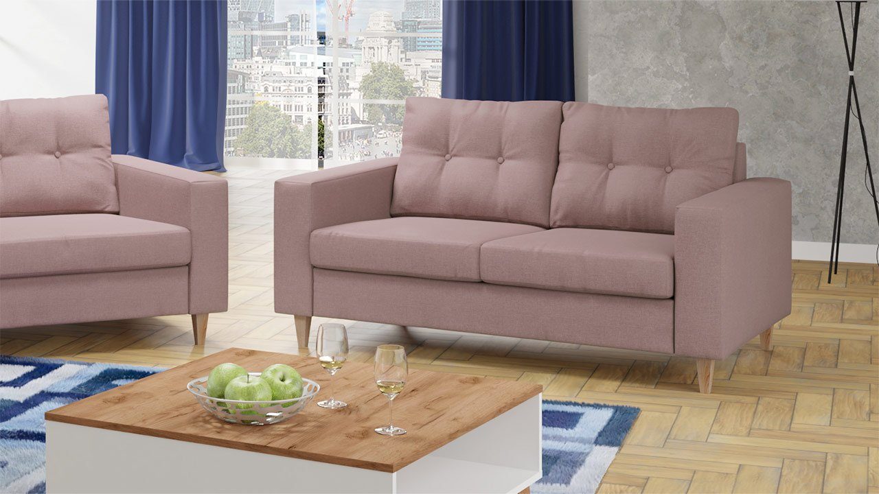 MIRJAN24 Sofa Mist 2, Holzfüße 12 cm, Rückenlehne in Form beweglicher Kissen | Alle Sofas